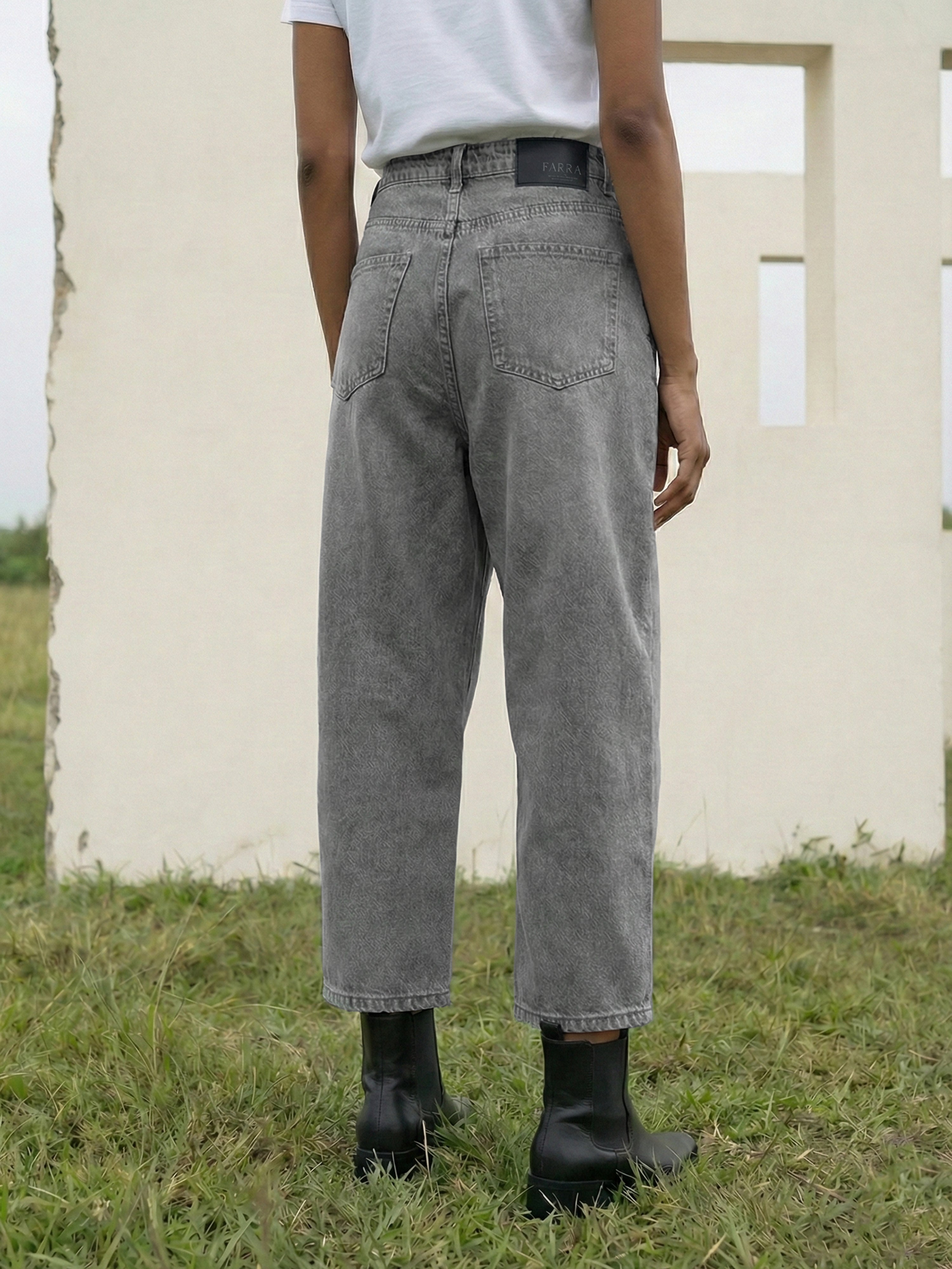 Grey Cotton Denim Jeans For Womens