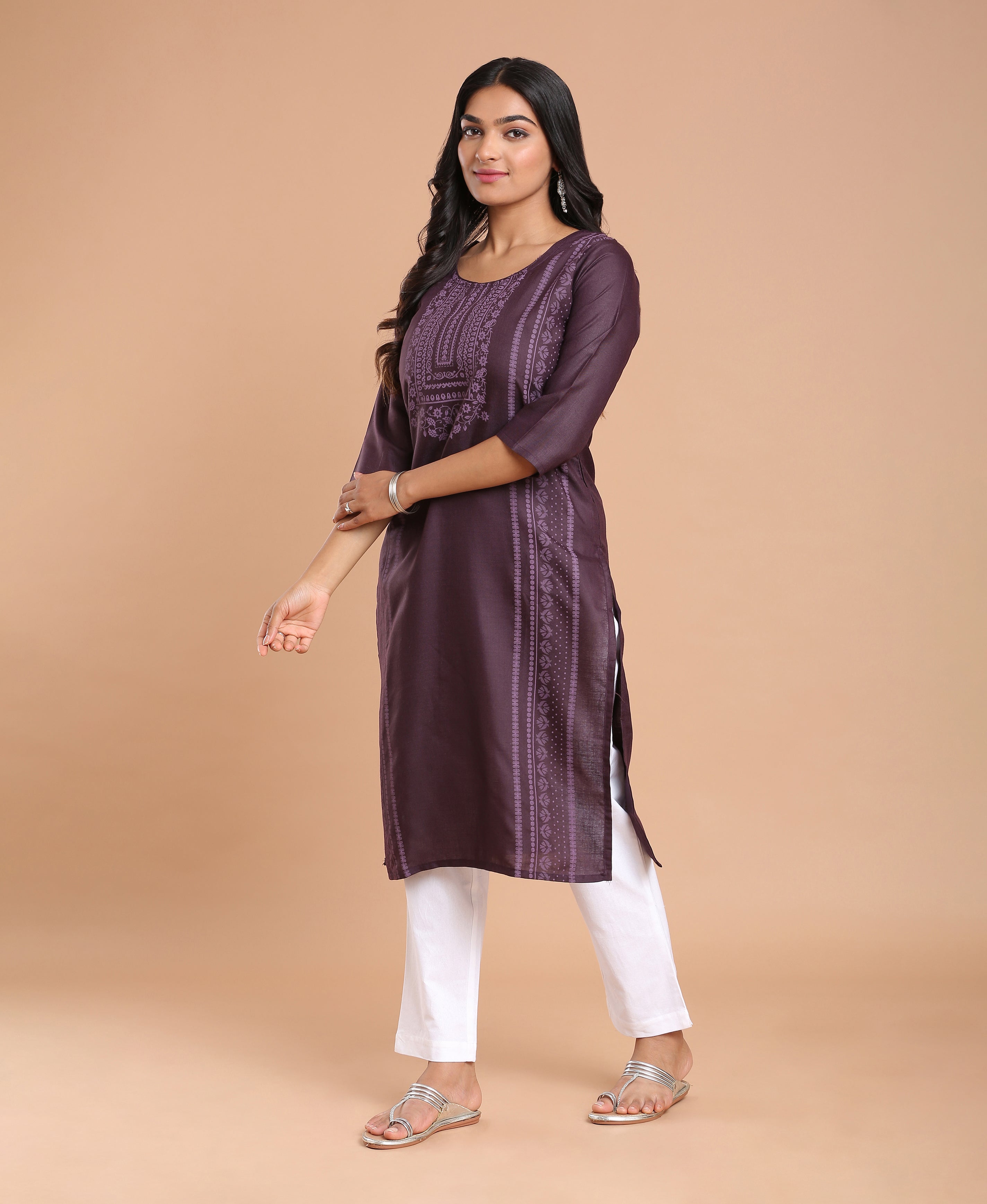 Wine Glow Poly Cotton Kurti
