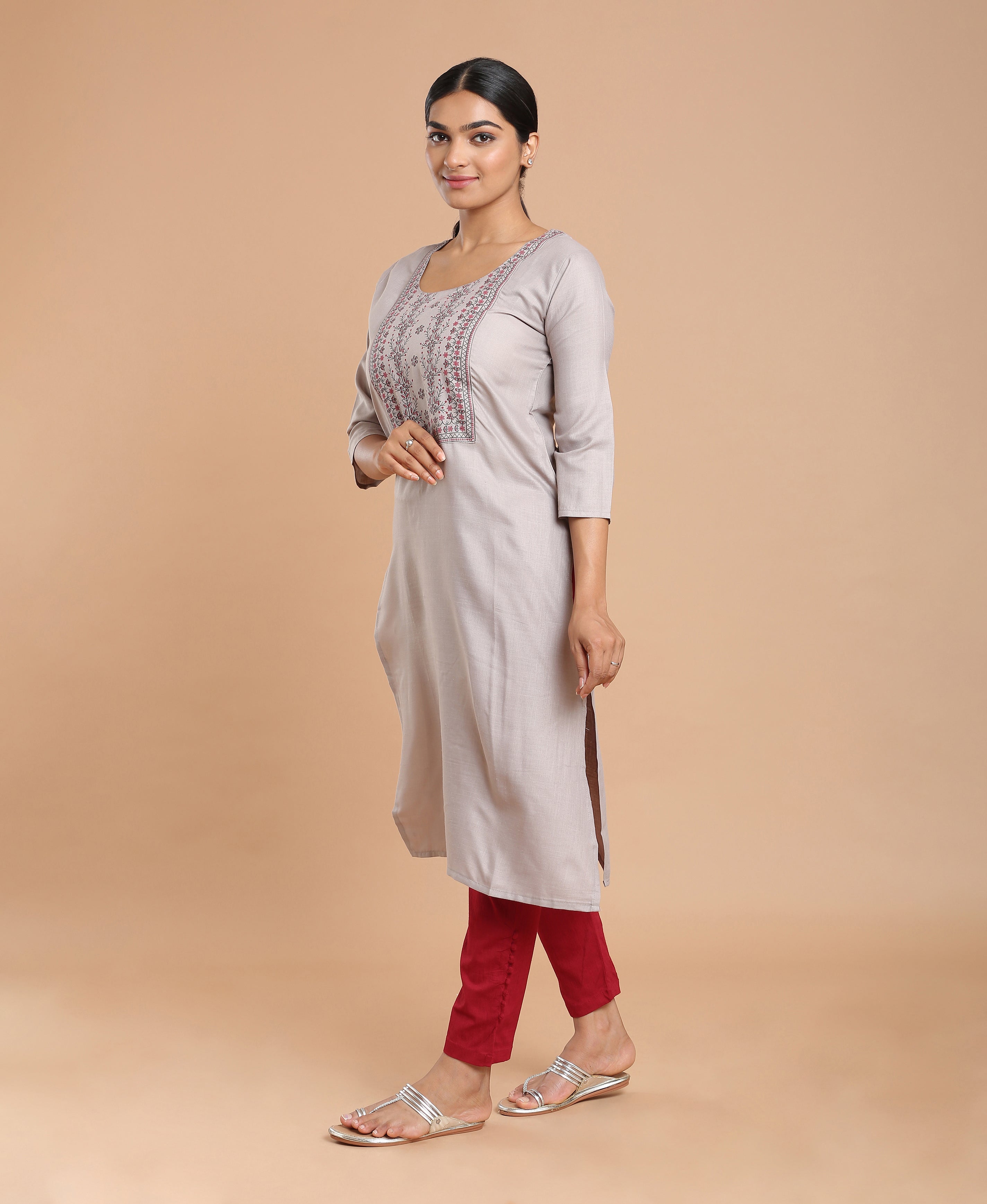 Steel Glow Poly Cotton Kurti