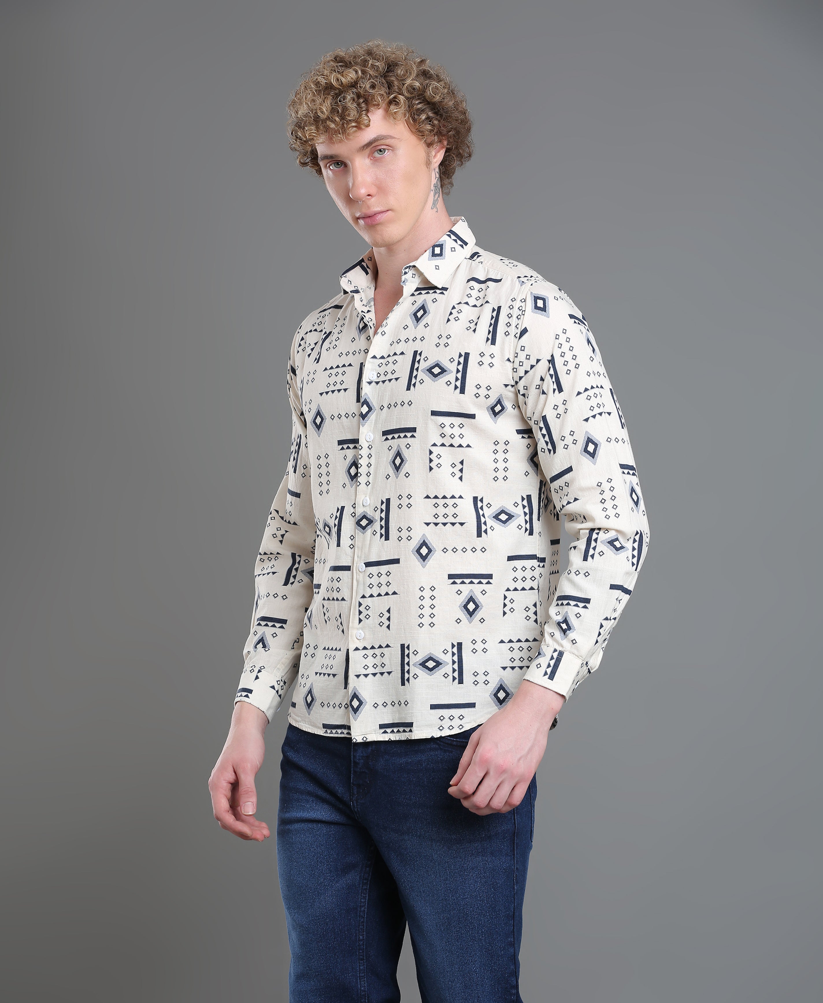 Oyster Bloom Slim Linen Shirt