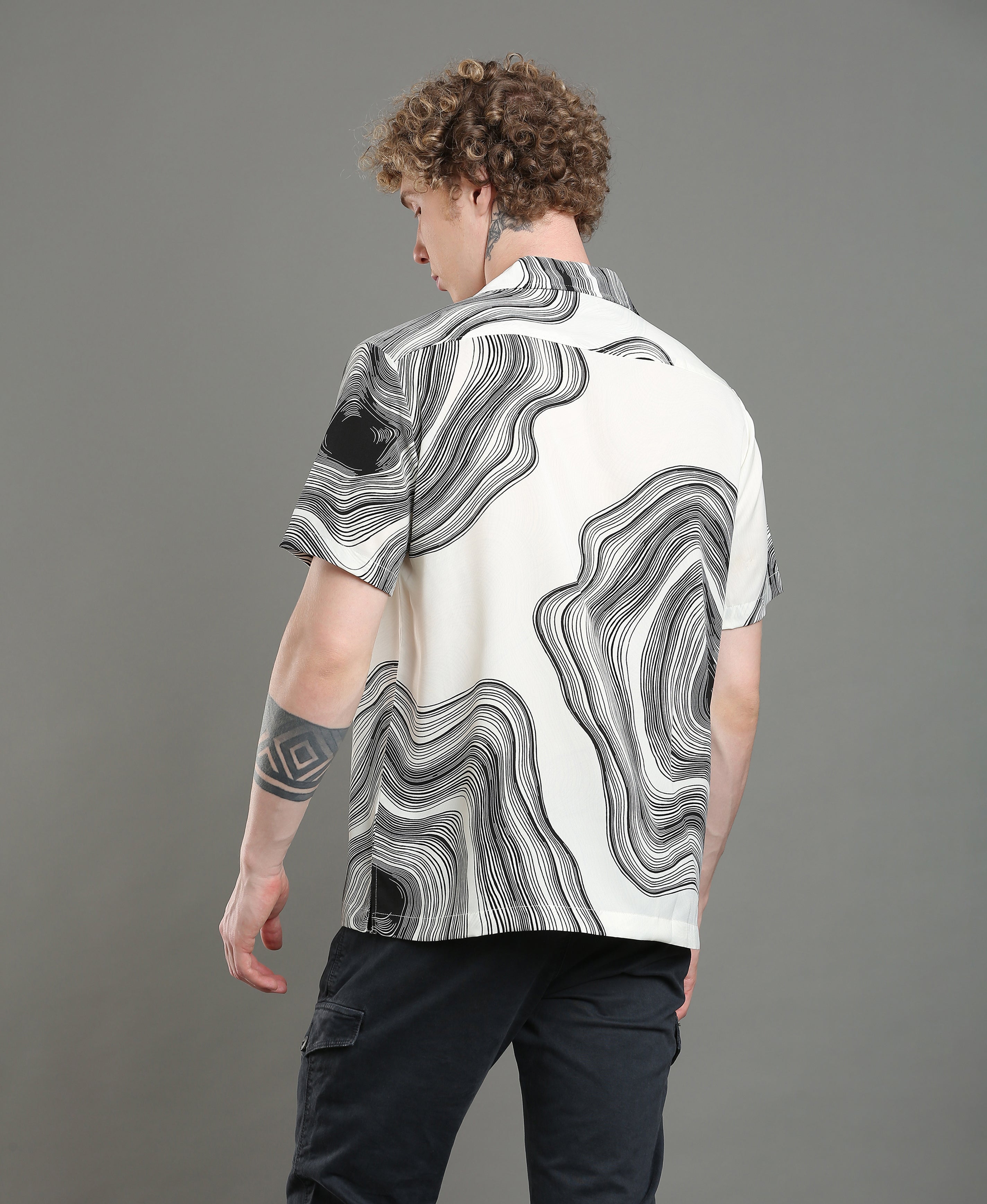Riviera Wave Printed Cuban Shirt