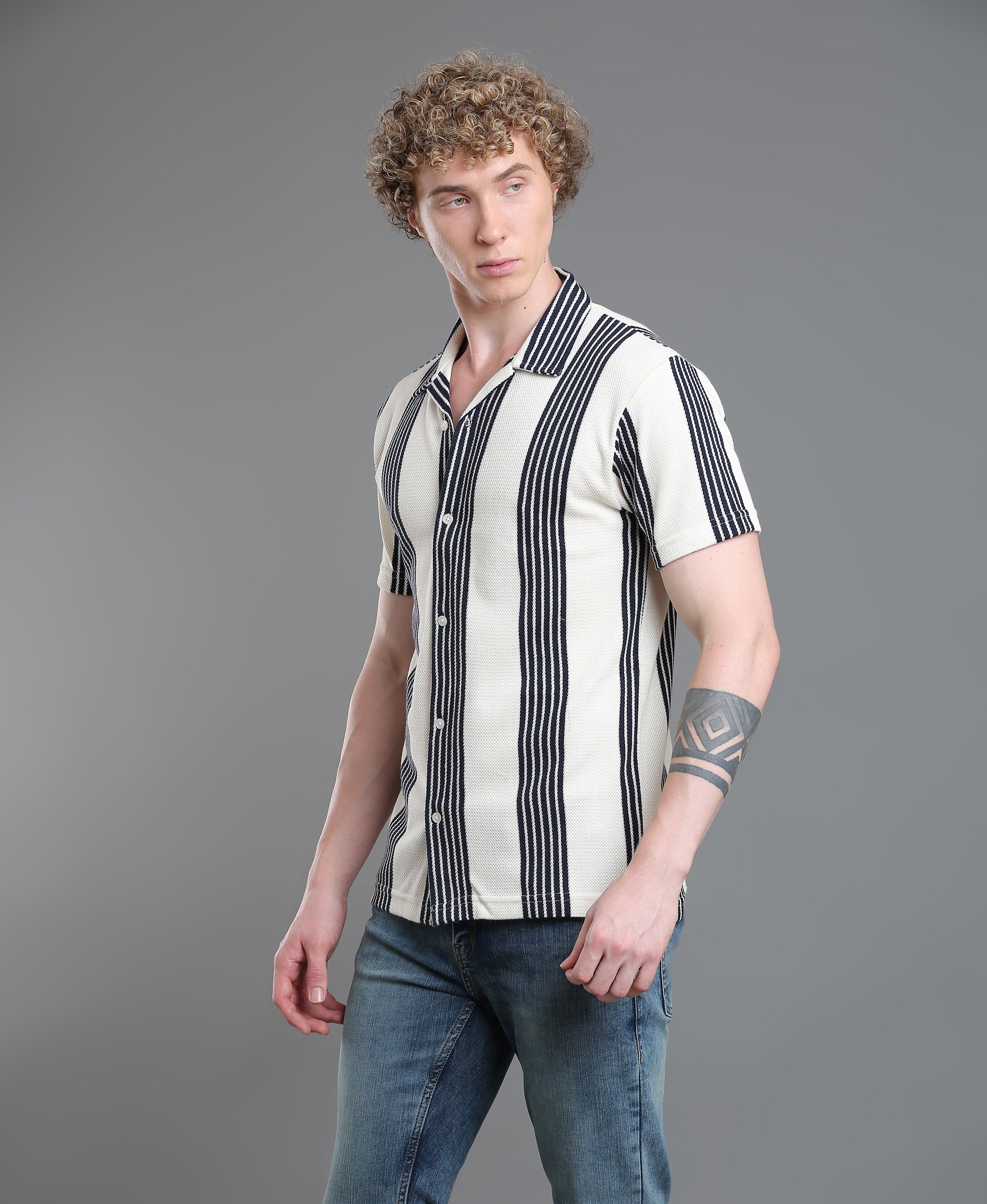 Navy Stripe Regular Shirt