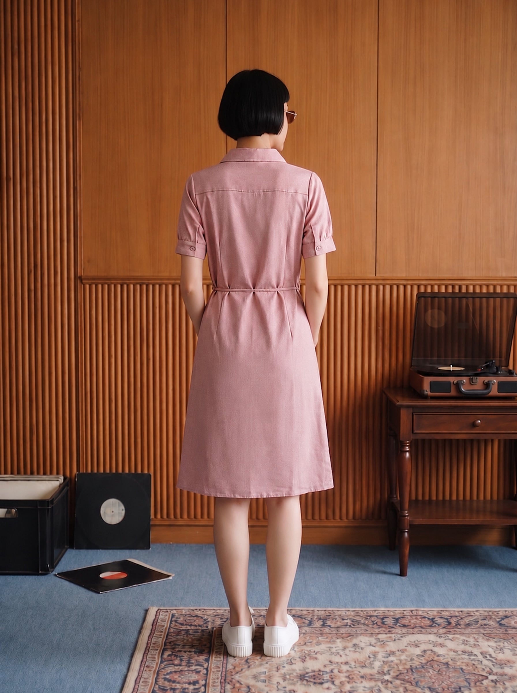 Women's NV Cotton Onion Collar Neck Plain Dresses