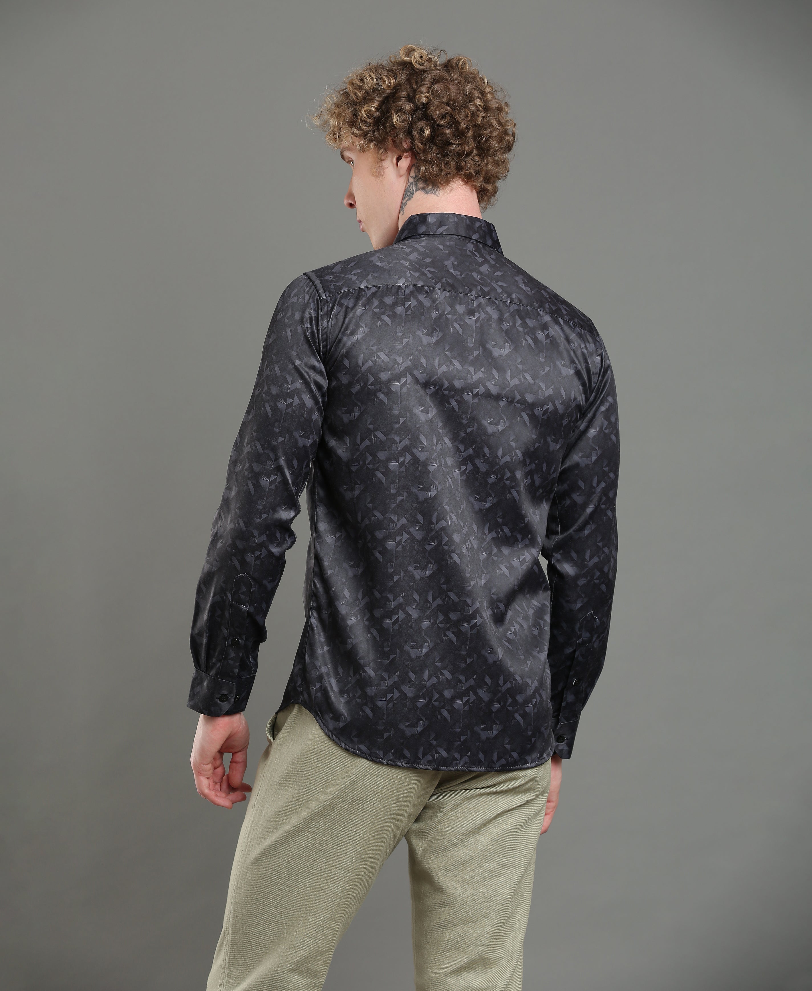 Onyx Satin Print Slim Shirt