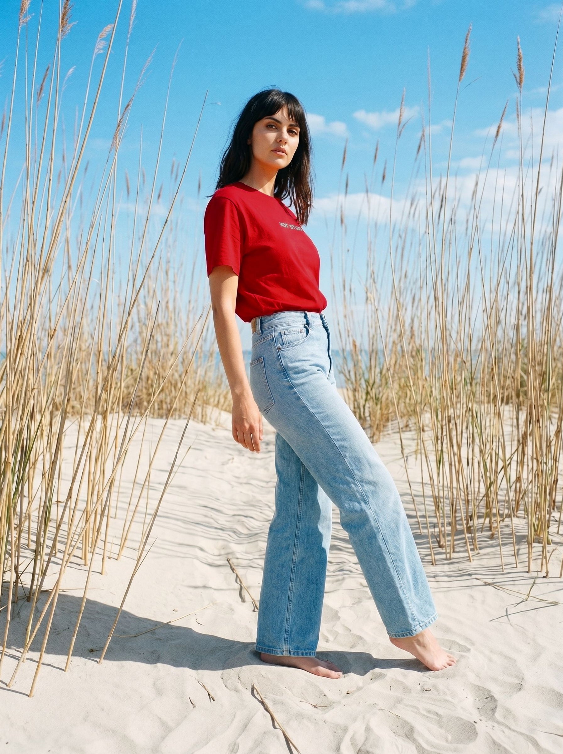 Women's Cotton Red Oversized Fit T Shirt