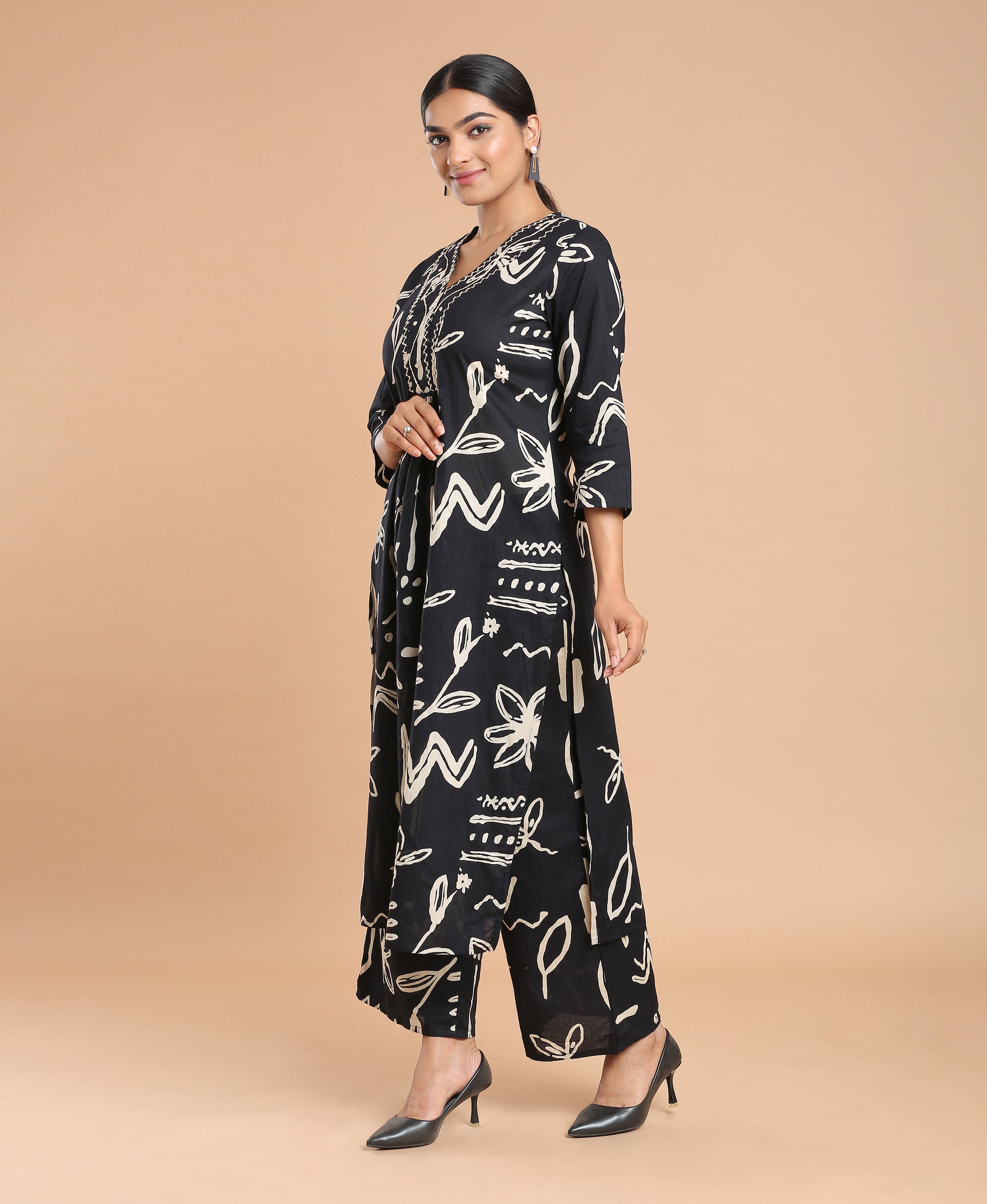 Noir Cotton Kurti Set