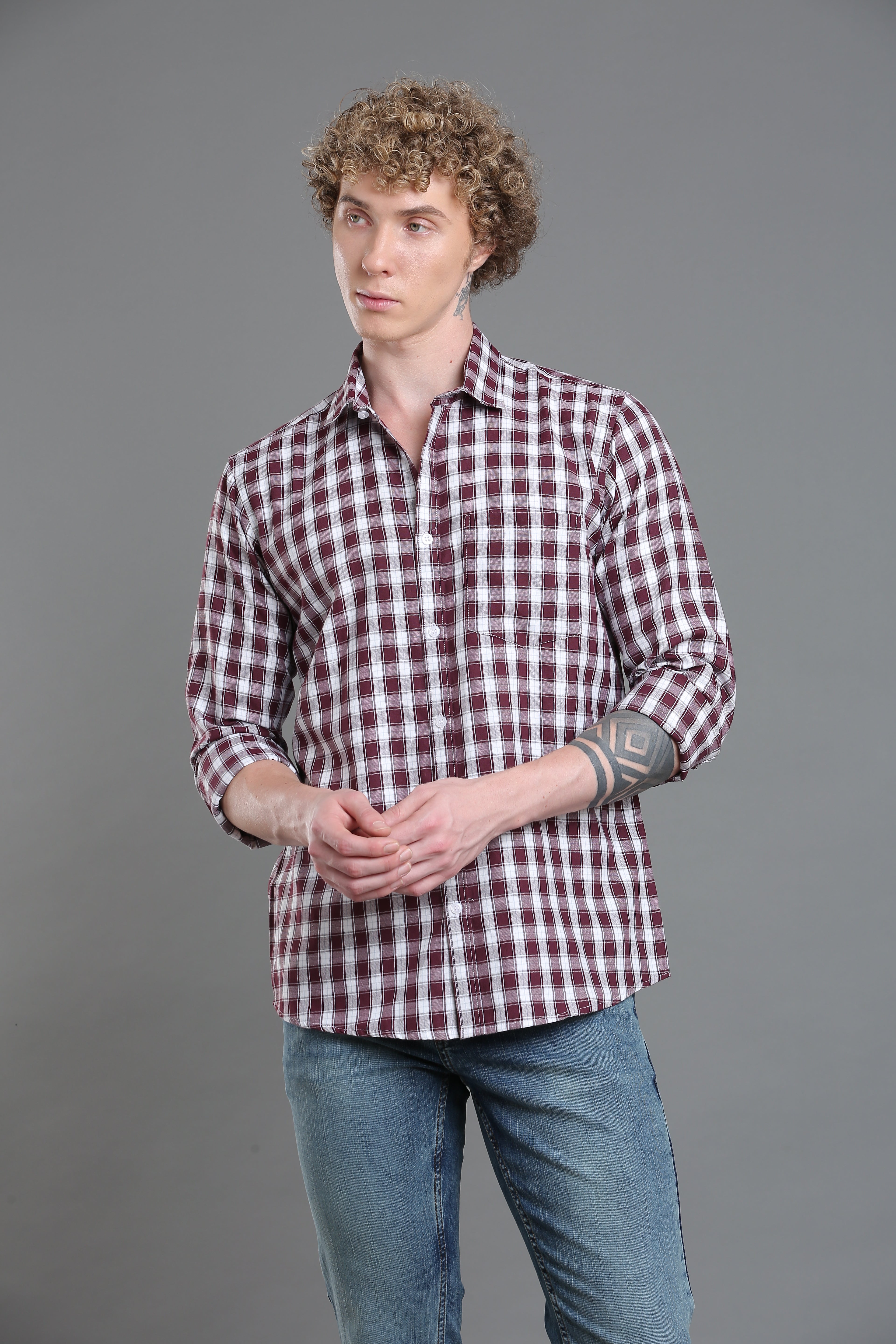 Wine Check Tailored Shirt