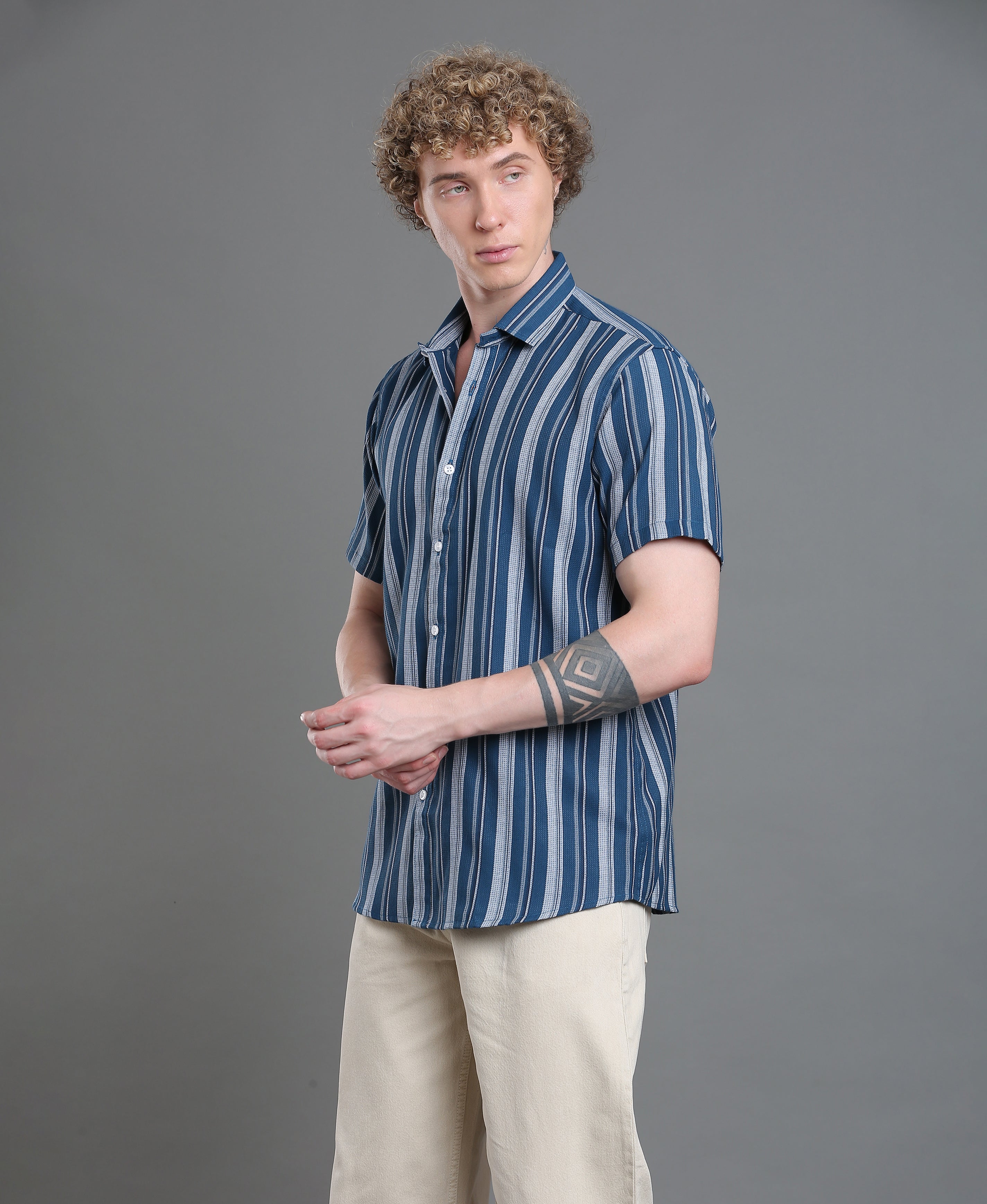Azure Stripe Tailored Shirt