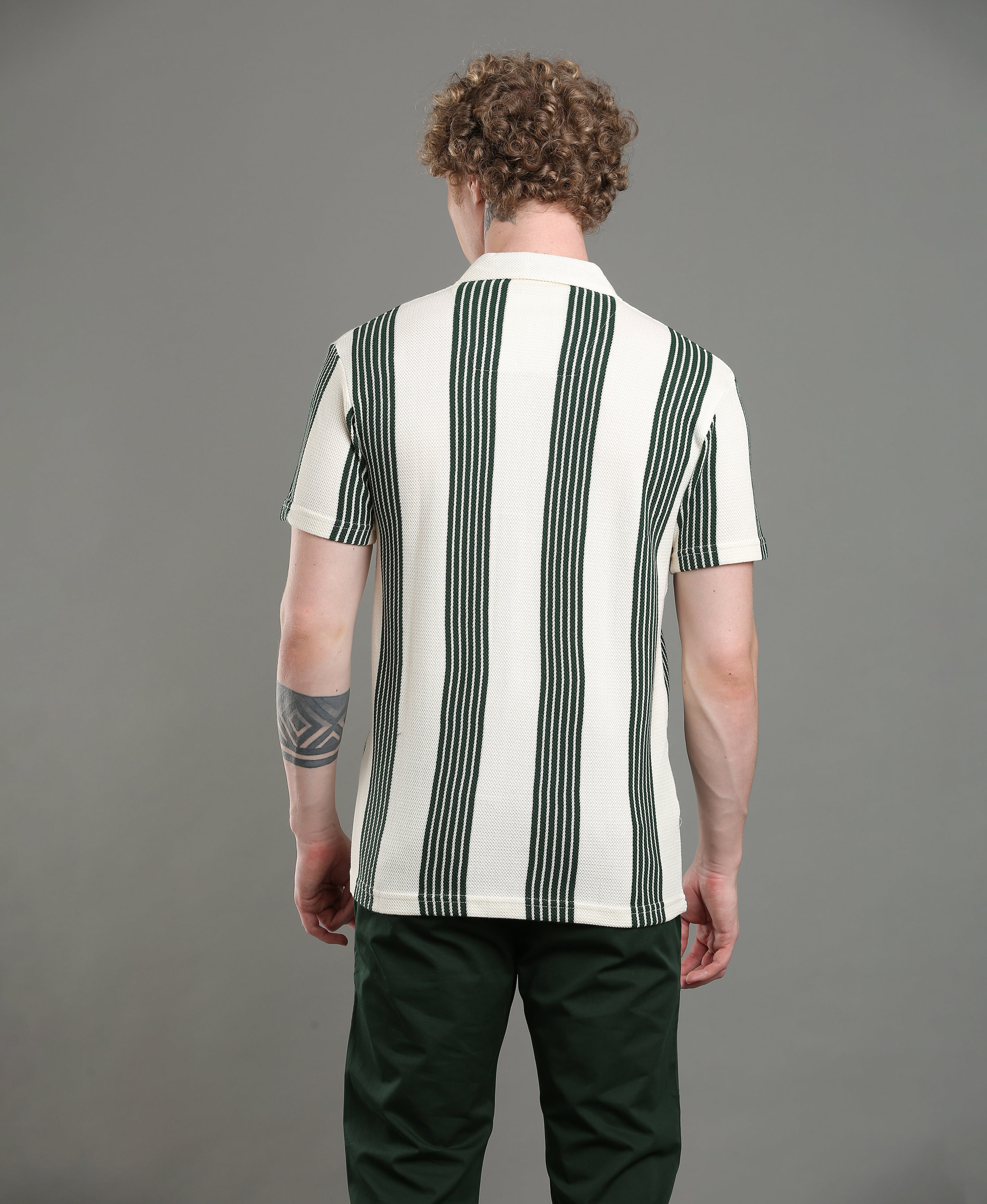 Olive Stripe Regular Shirt