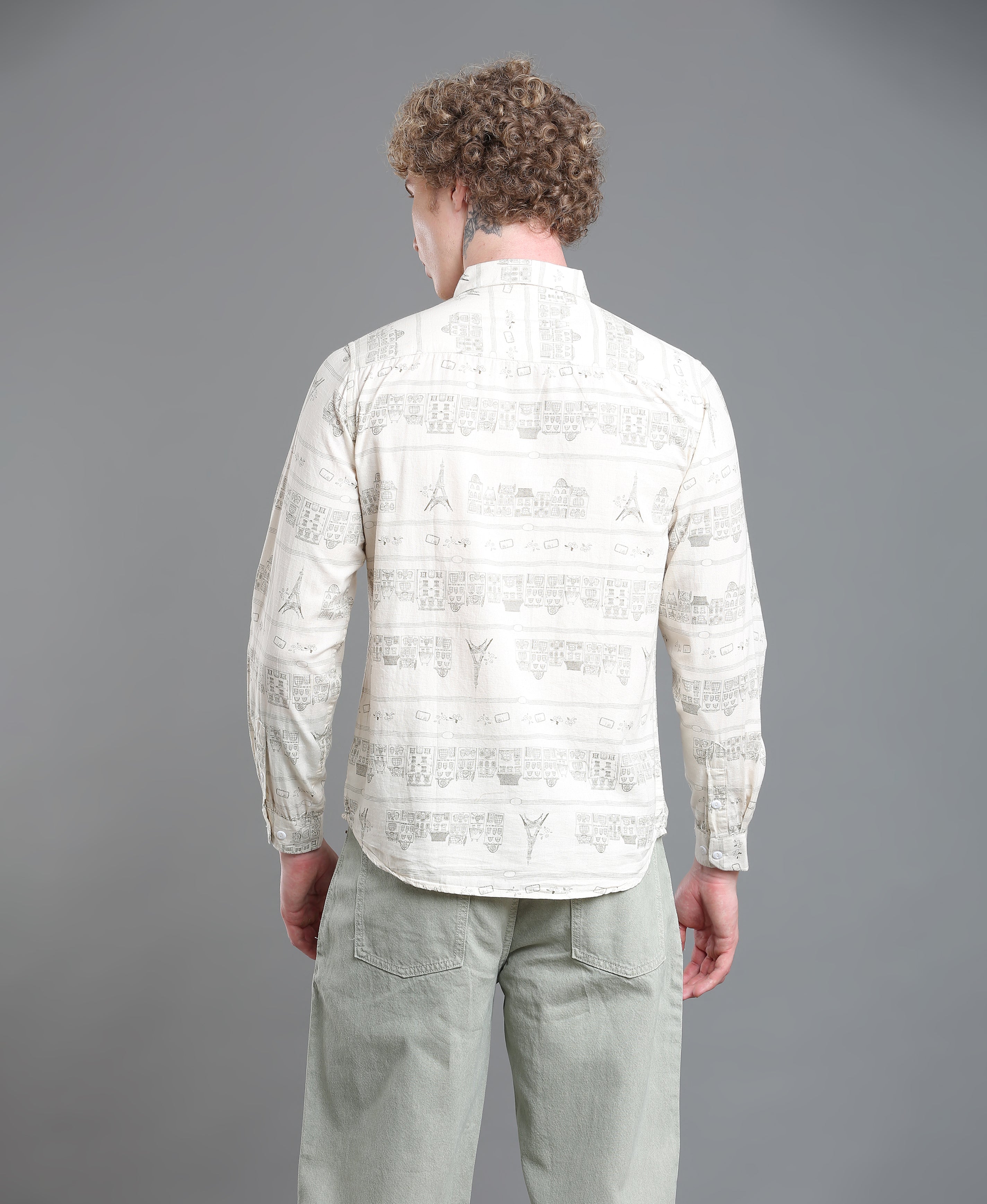 Cream Horizon Printed Shirt