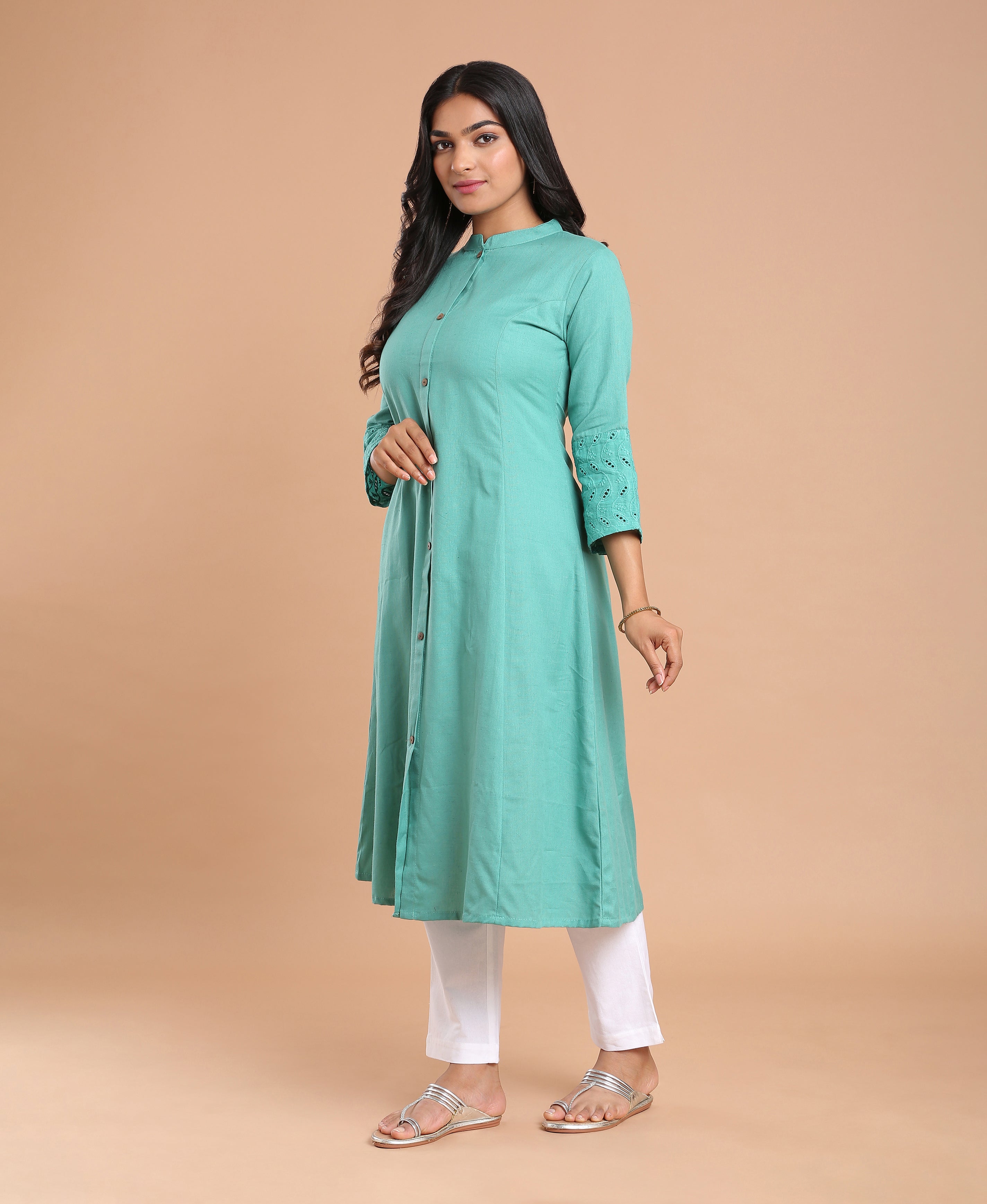 Teal Hakoba Princess Kurti