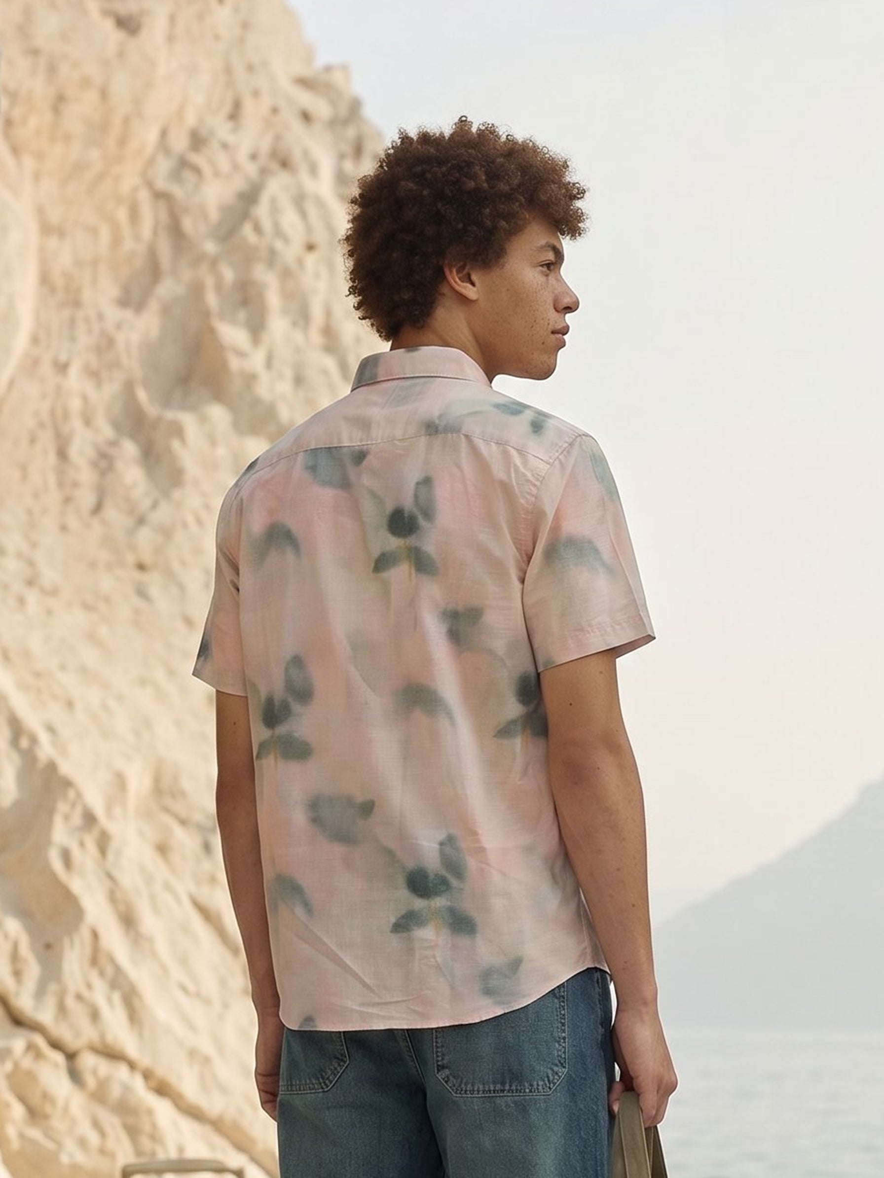 Men's Imported Prints Peach Relaxed Fit Shirt