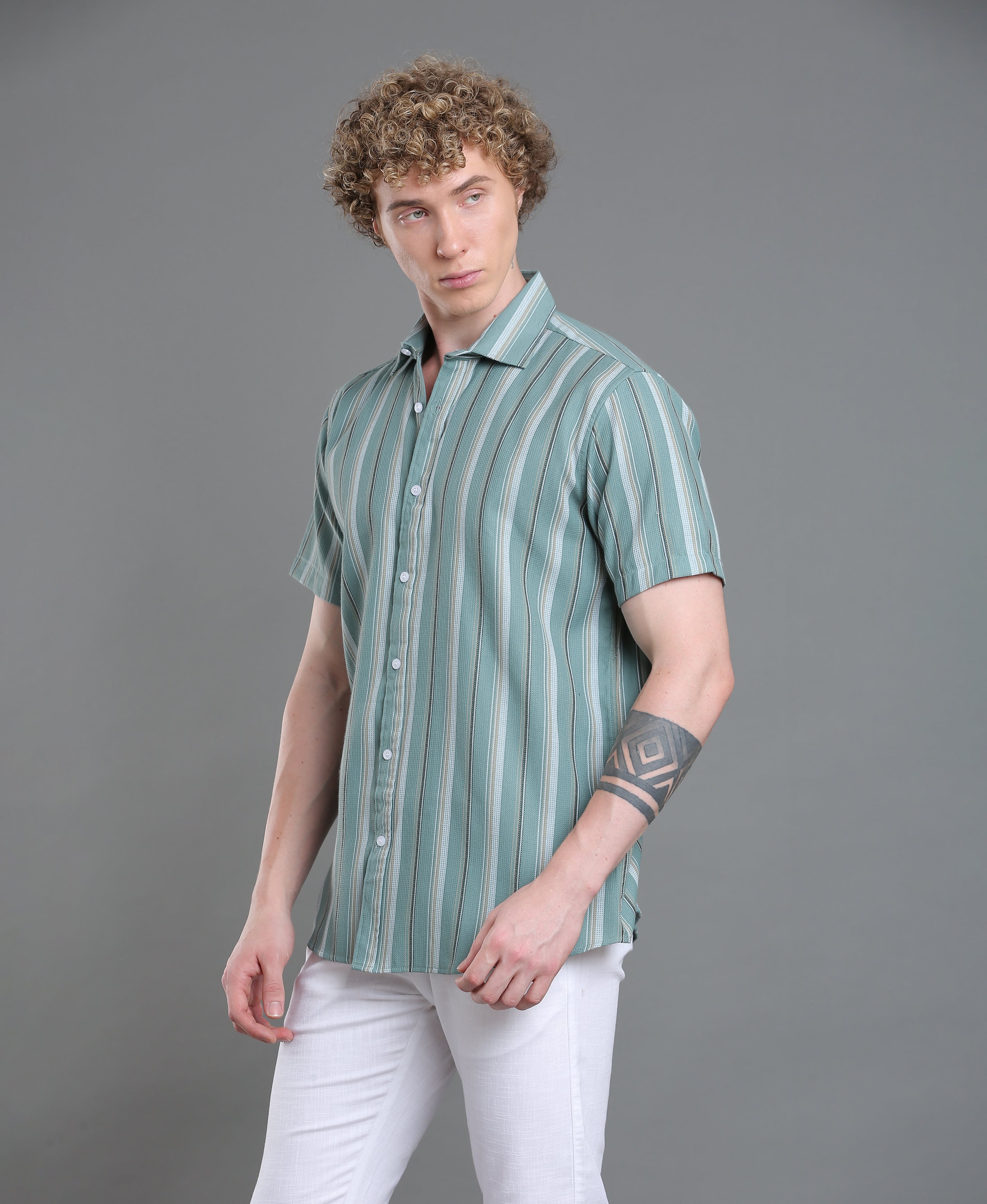 Emerald Stripe Tailored Shirt