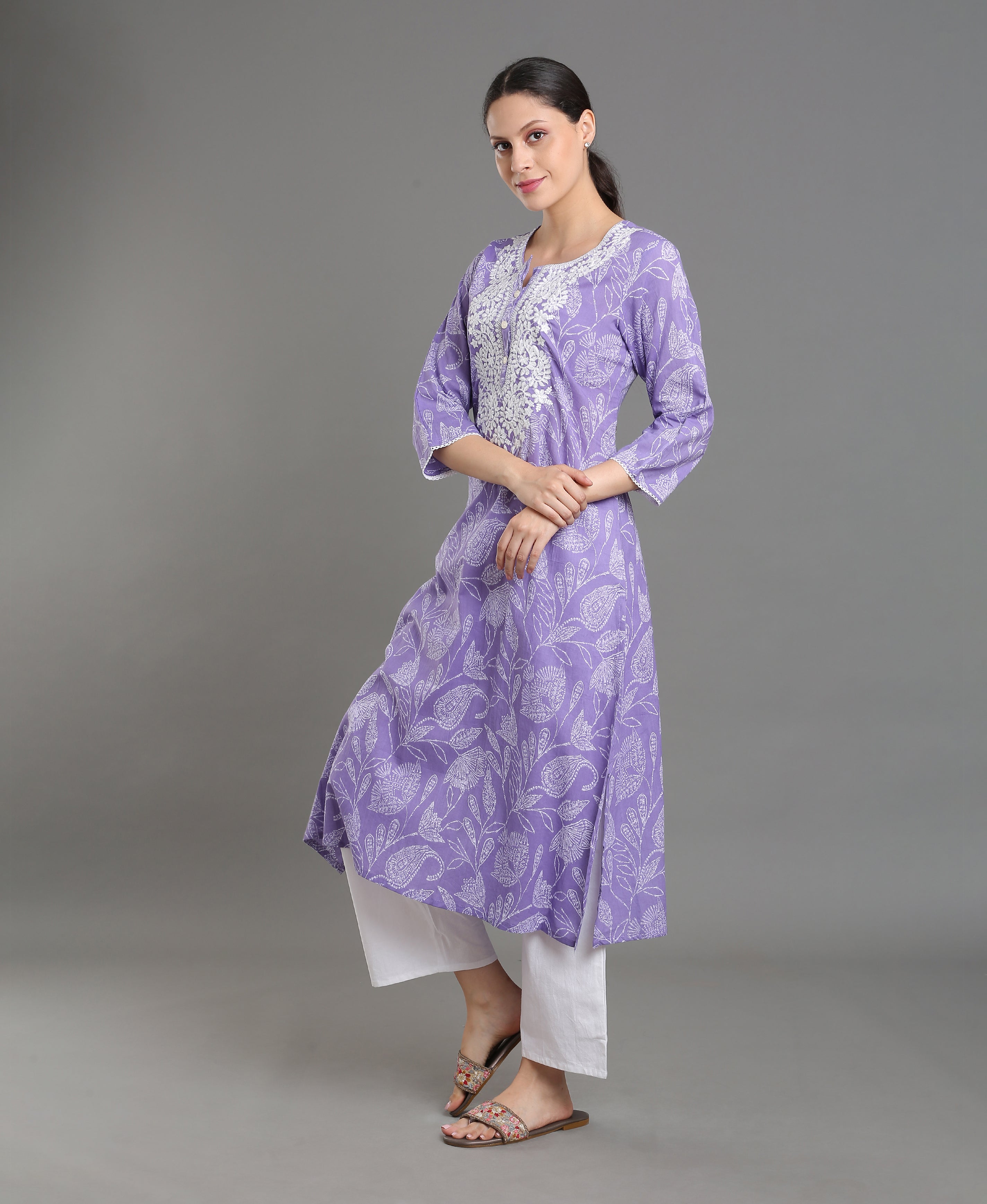 Purple Bloom A-Line Dress
