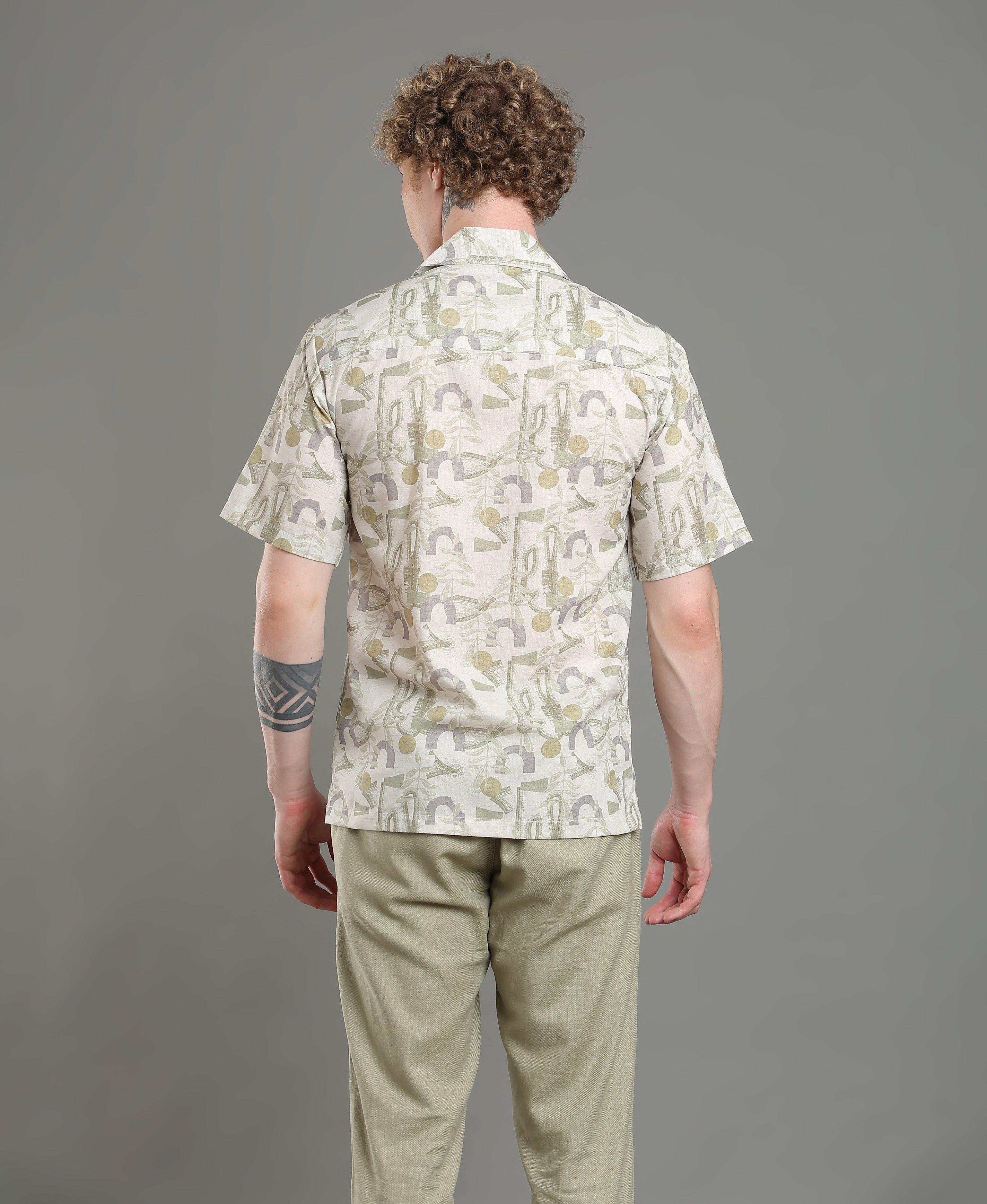 Coral Wave Linen Cuban Fit Shirt