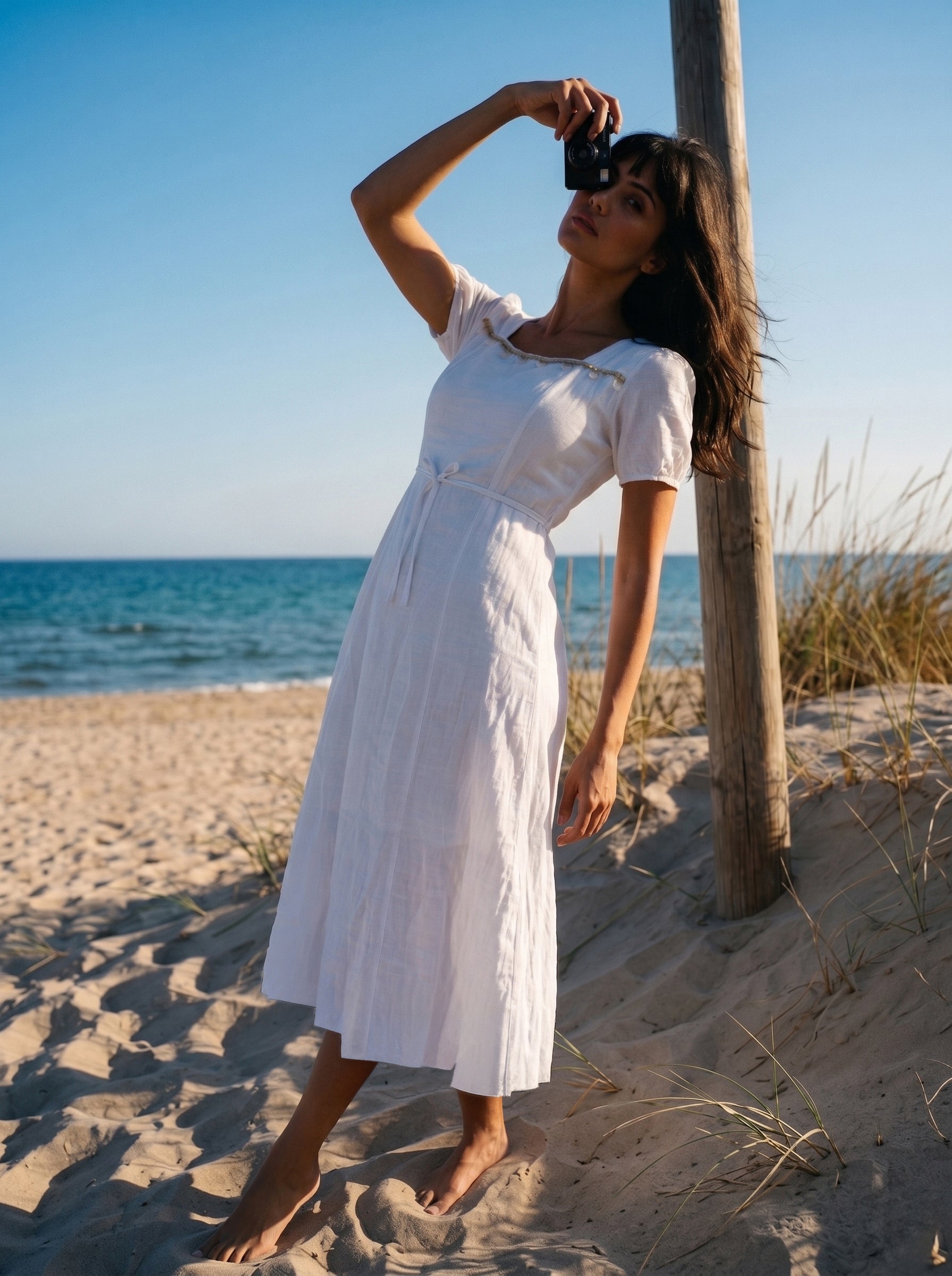 Women's Nylon Viscose White Regular Fit Dresses