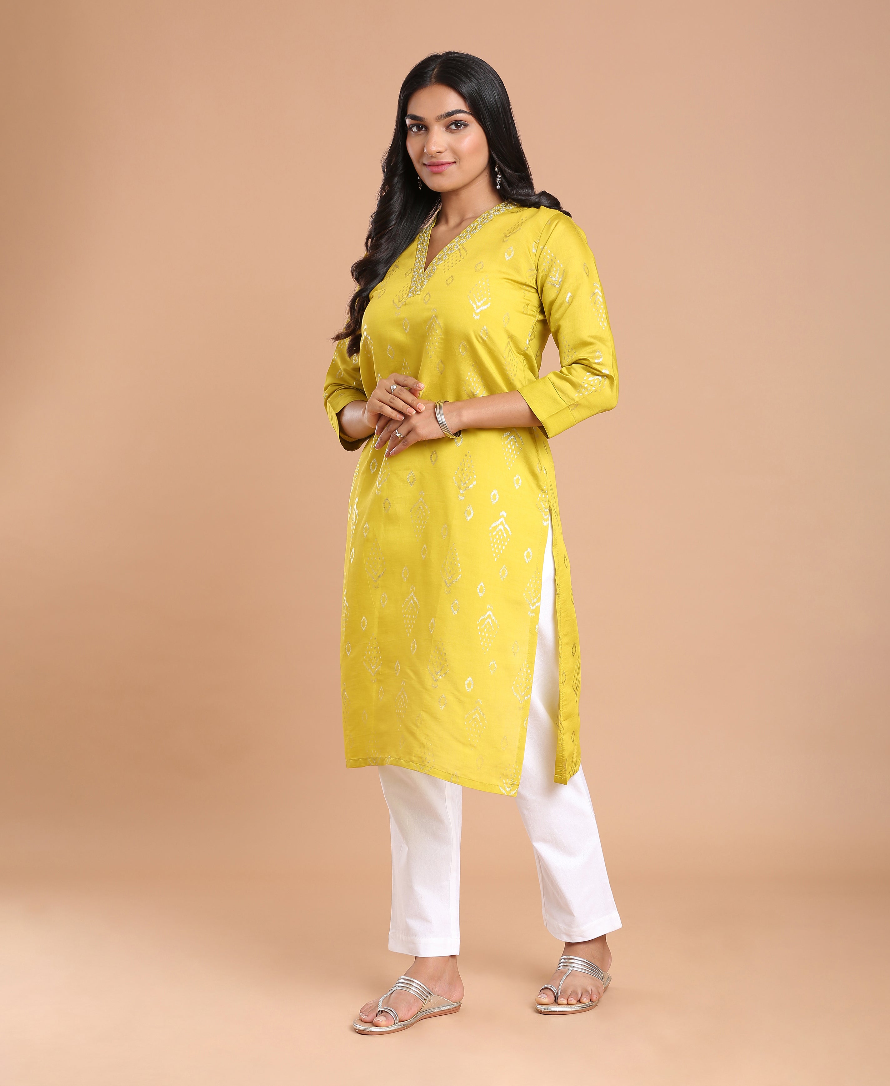 Mustard Glow Silk Kurti