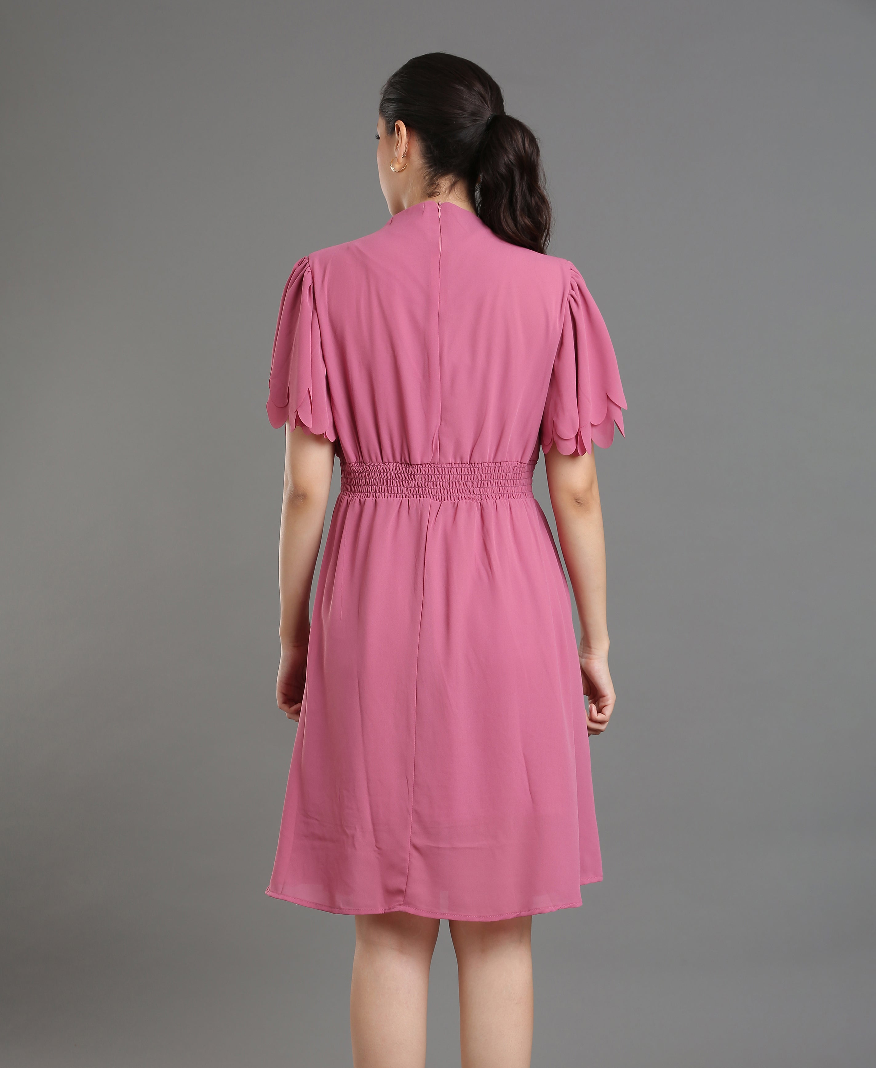 Onion Solid Round Cotton Dress