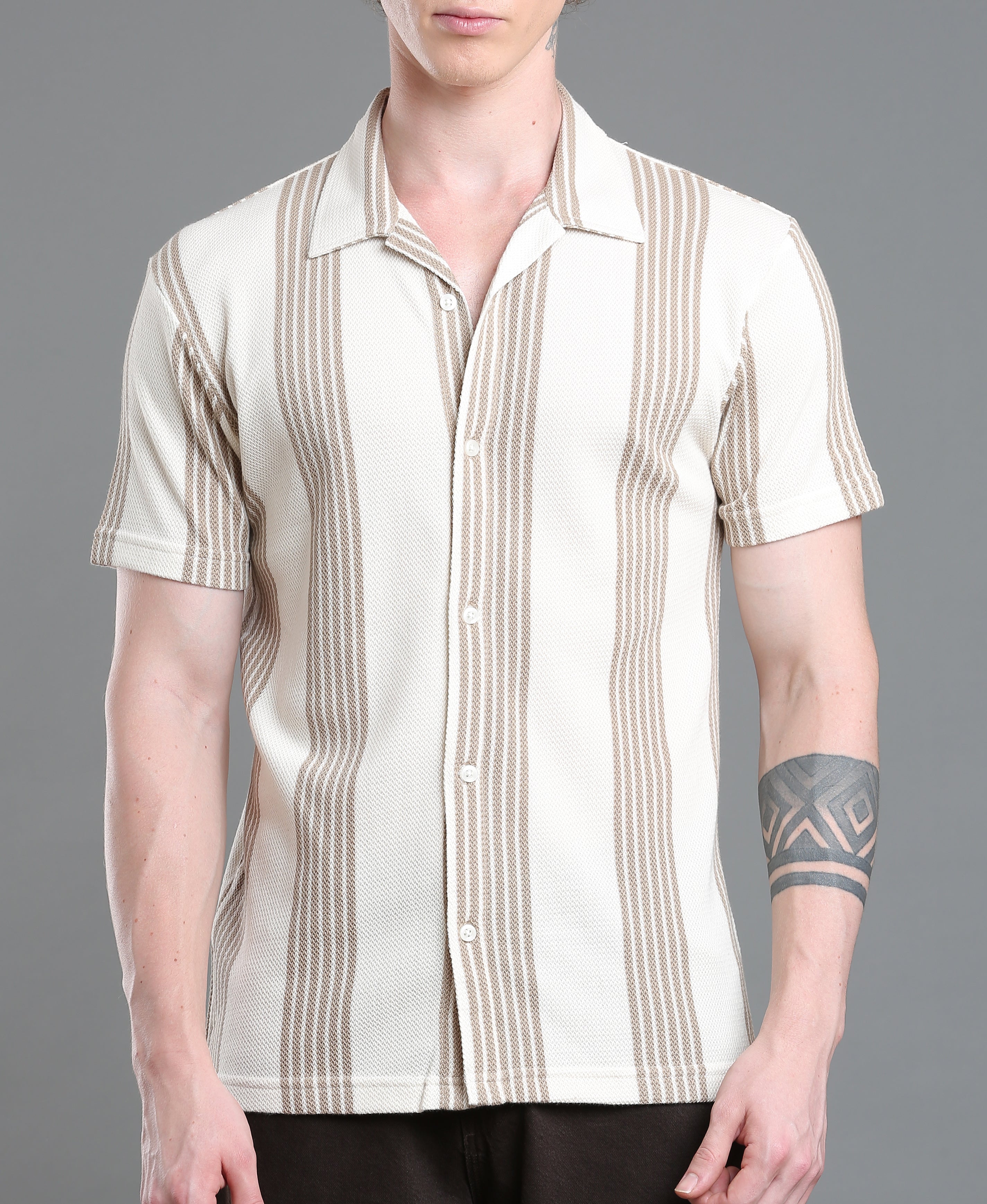 Khaki Stripe Regular Shirt