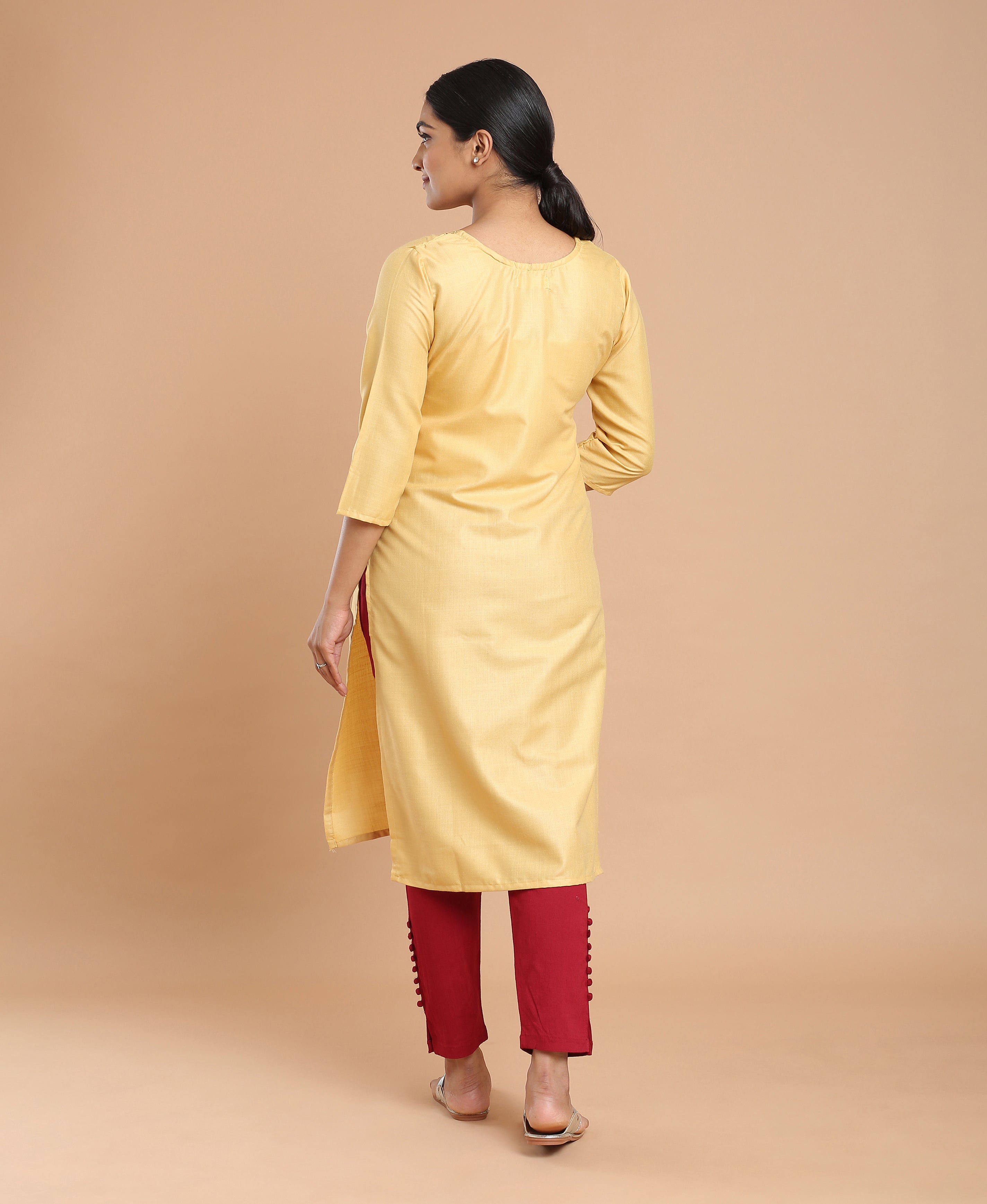 Lemon Glow Poly Cotton Kurti