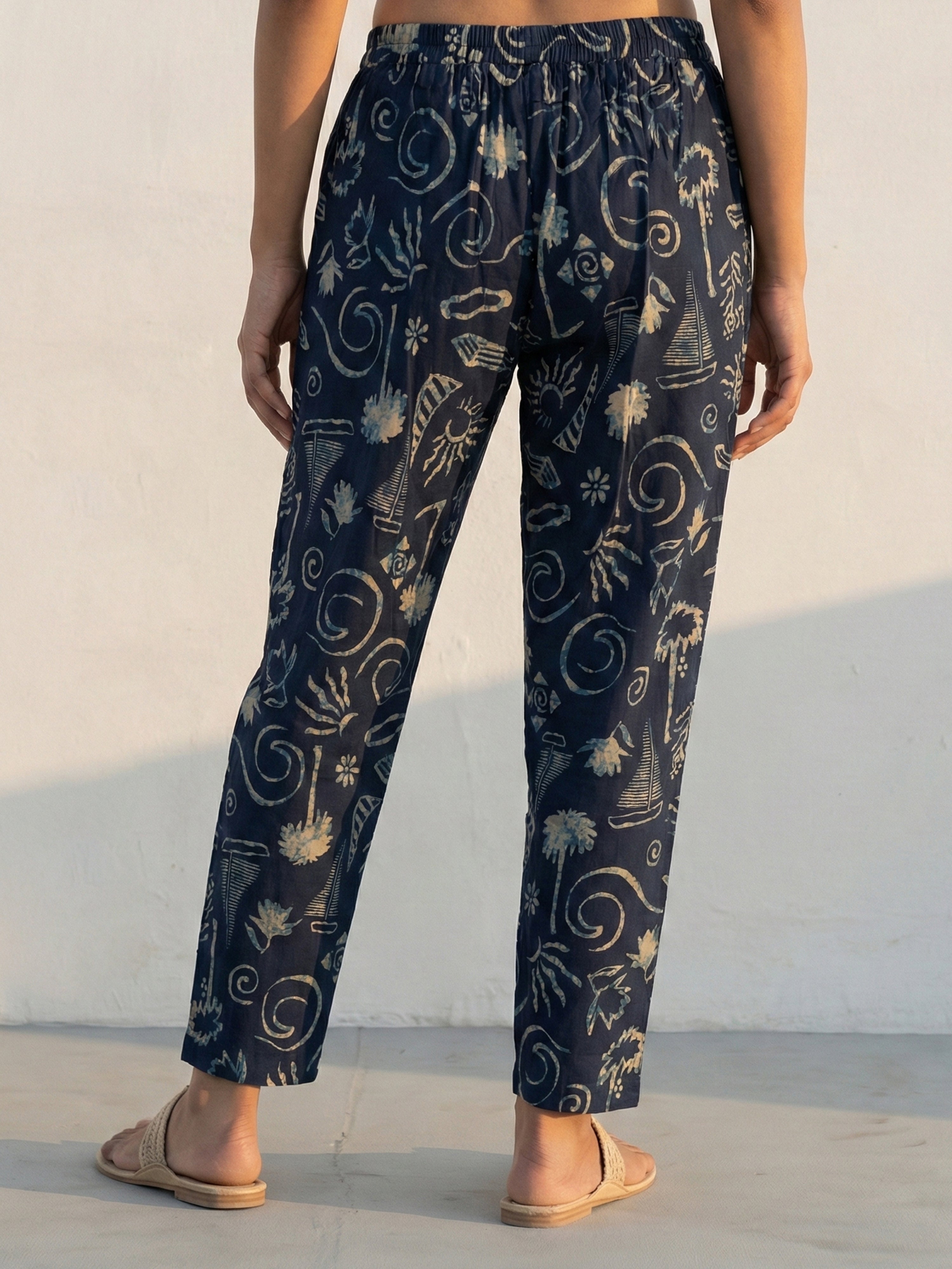 Indigo Floral A-Line Kurti Set