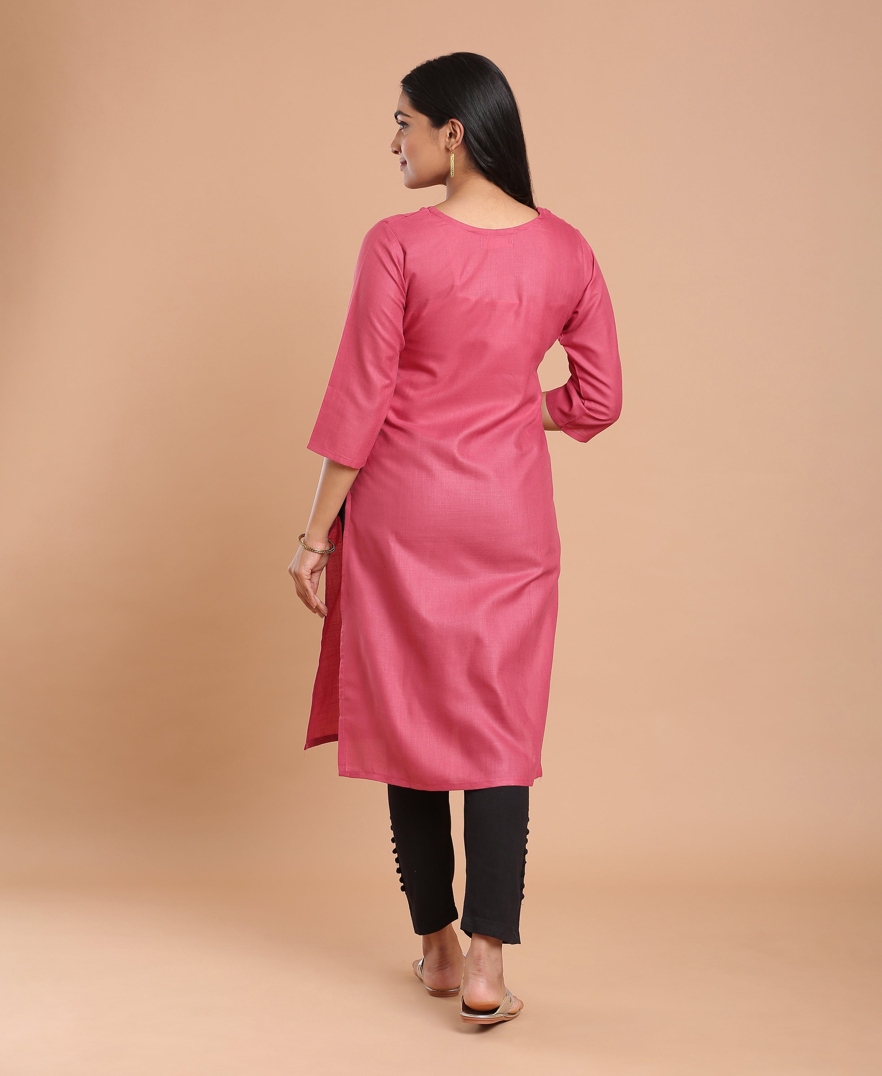 Peach Glow Poly Cotton Kurti