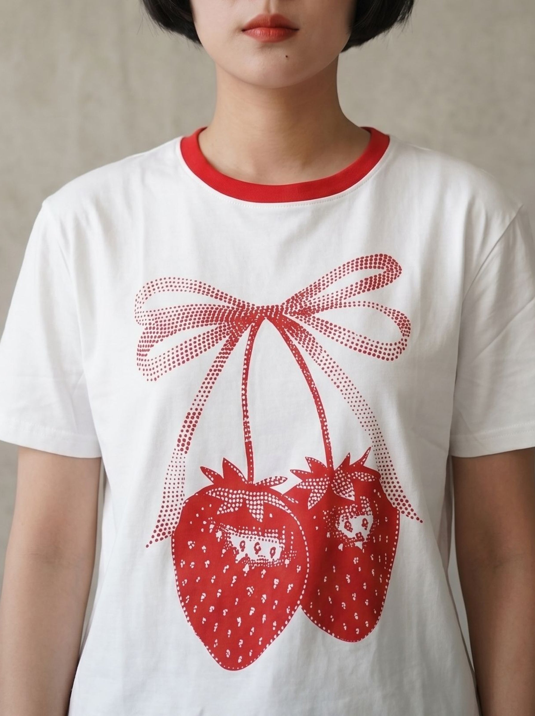 Women's Cotton Cherry Print Oversized Fit T Shirt