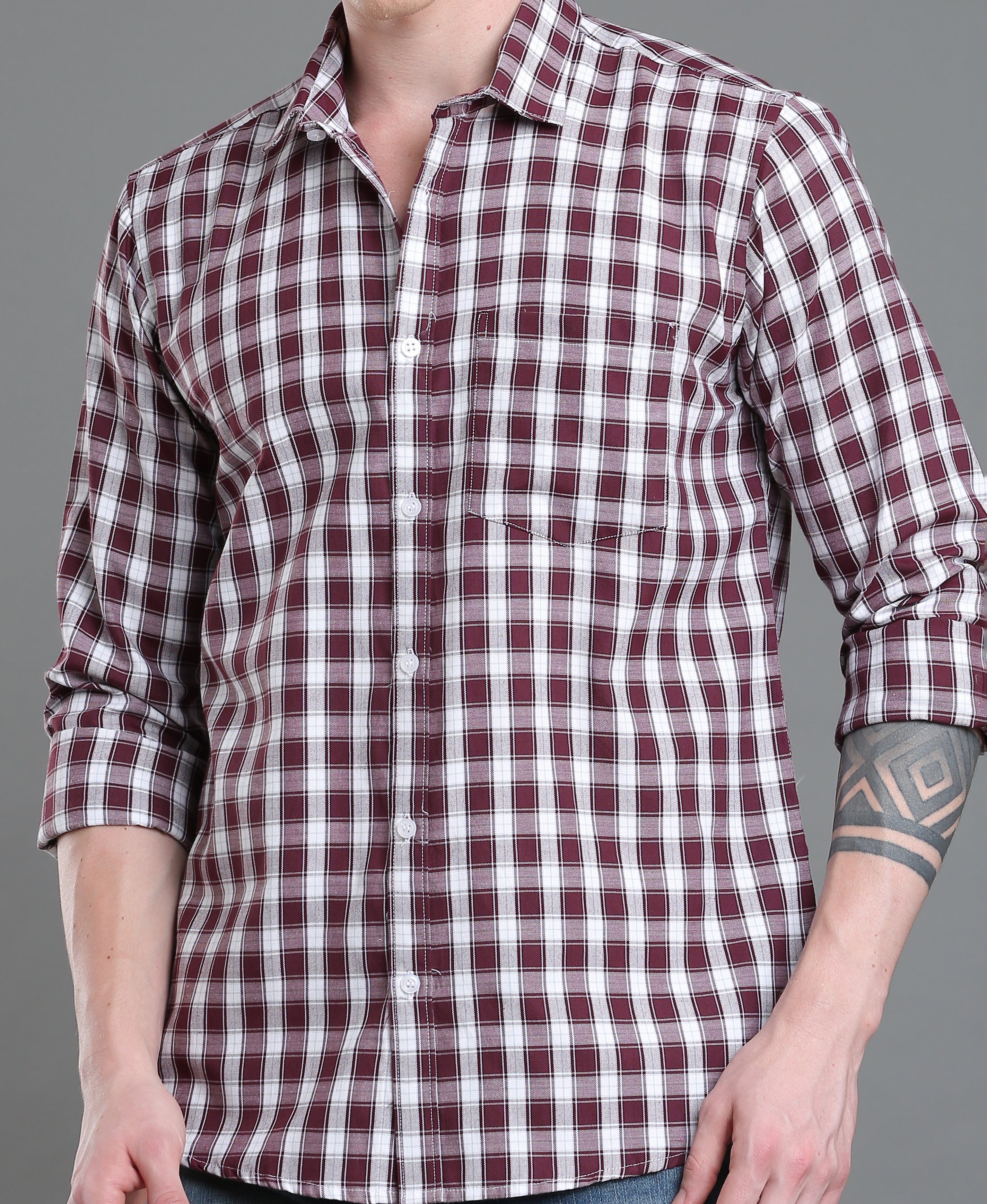 Wine Check Tailored Shirt