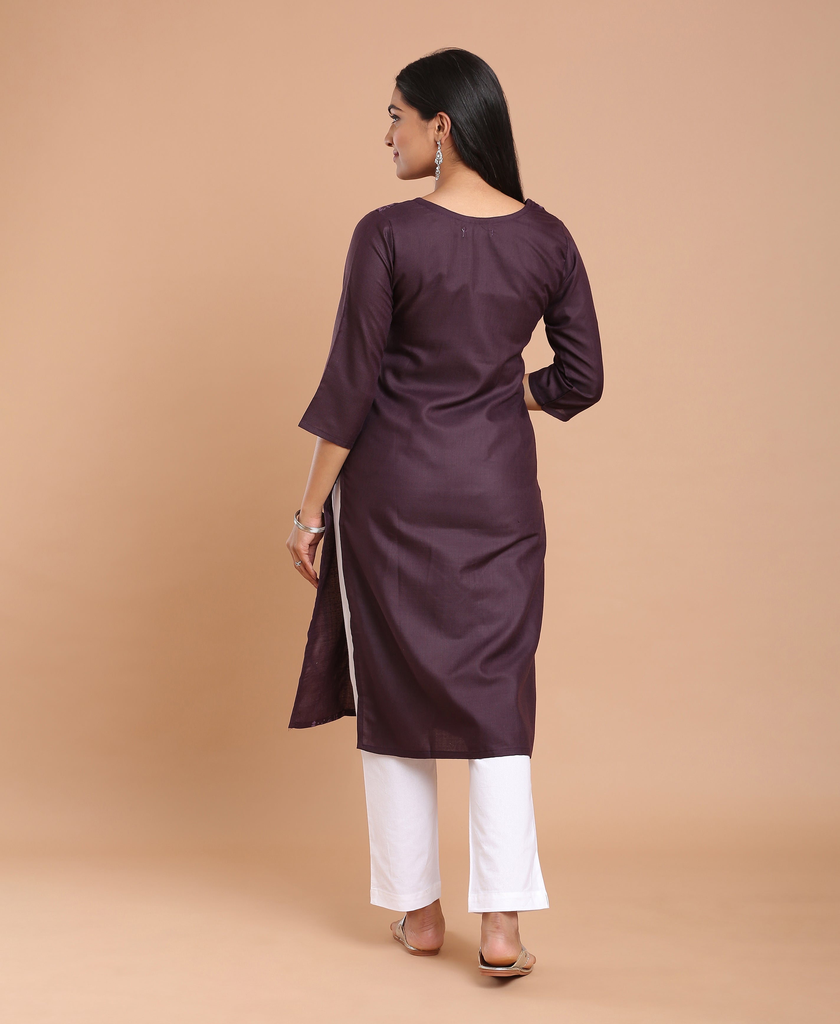 Wine Glow Poly Cotton Kurti