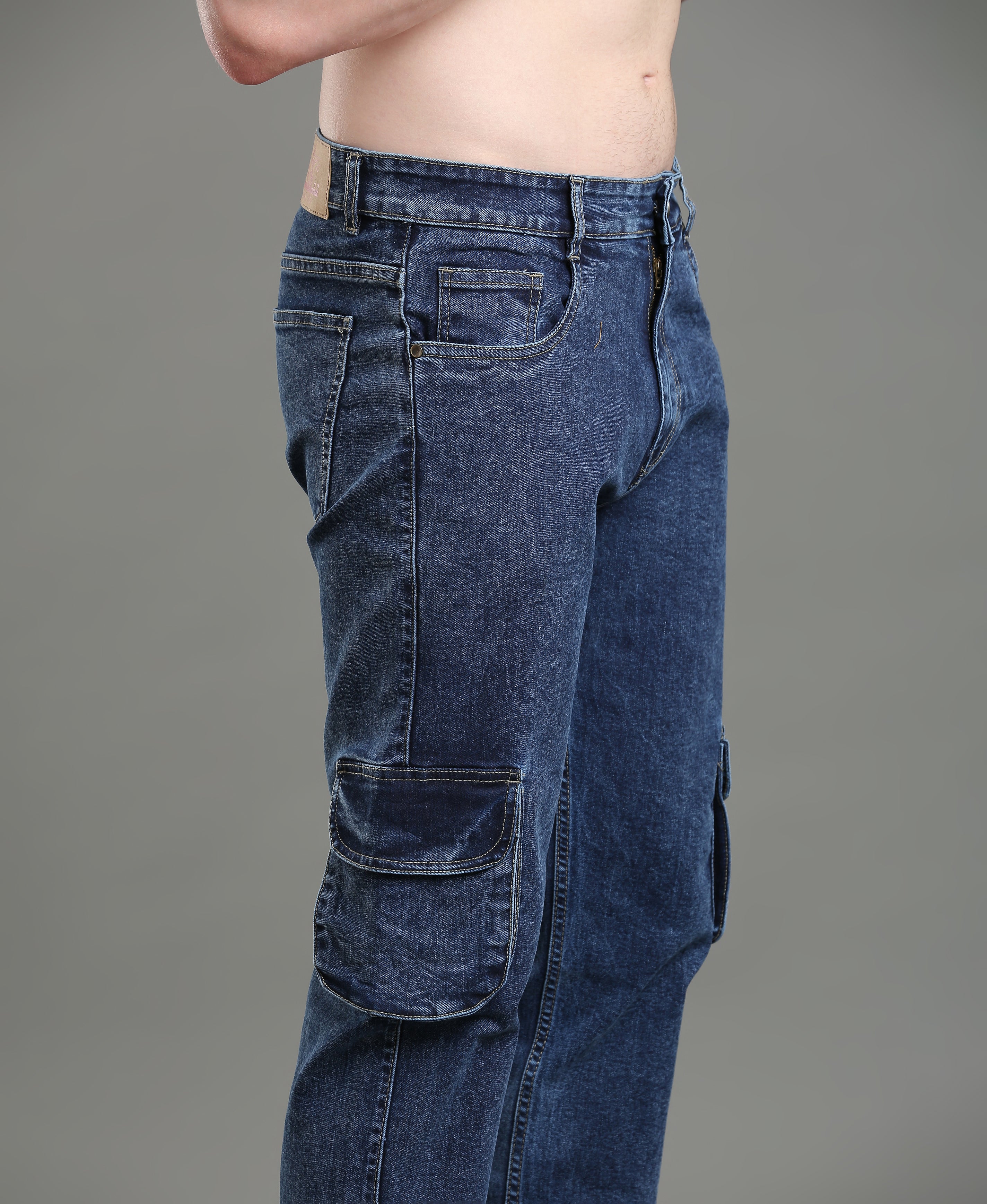 Navy Line 6-Pocket Denim Cargos