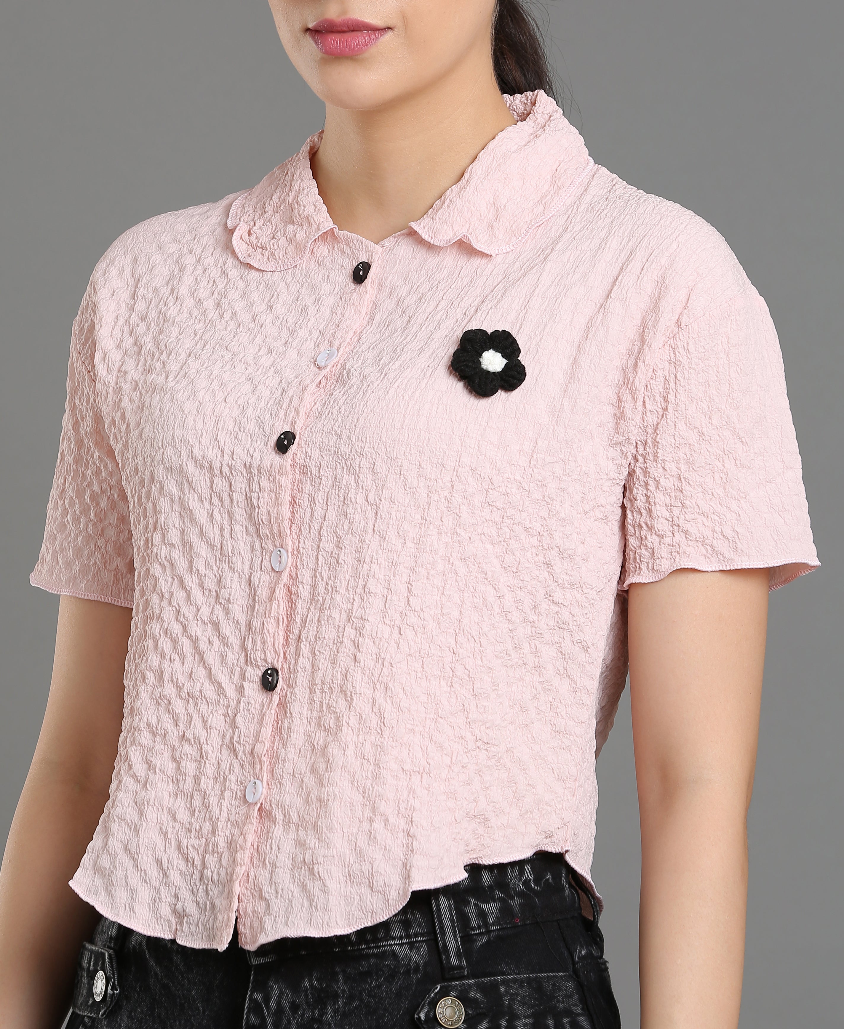 Peach Fancy Textured Top