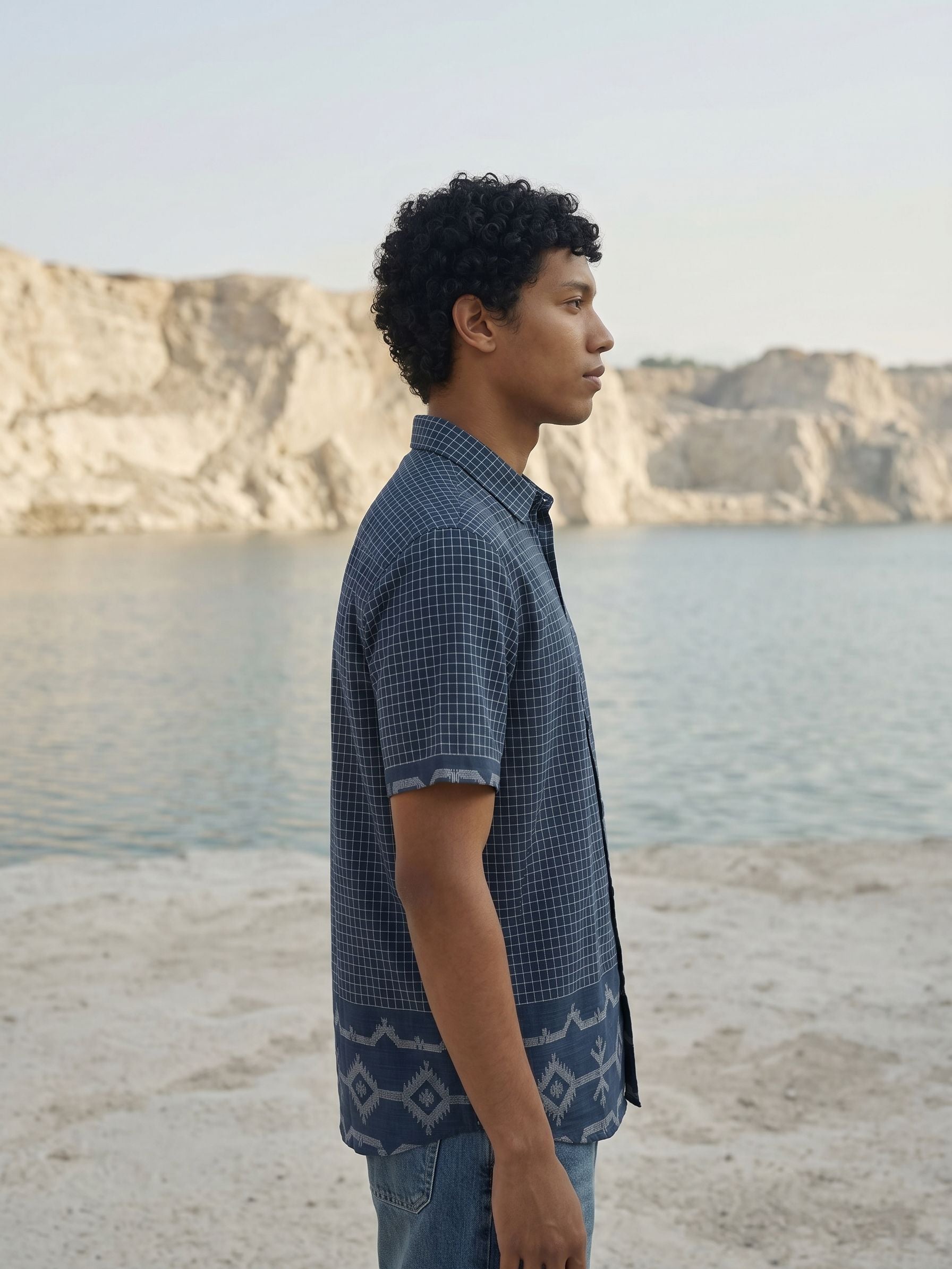 Men's Cotton Navy Relaxed Fit Shirt