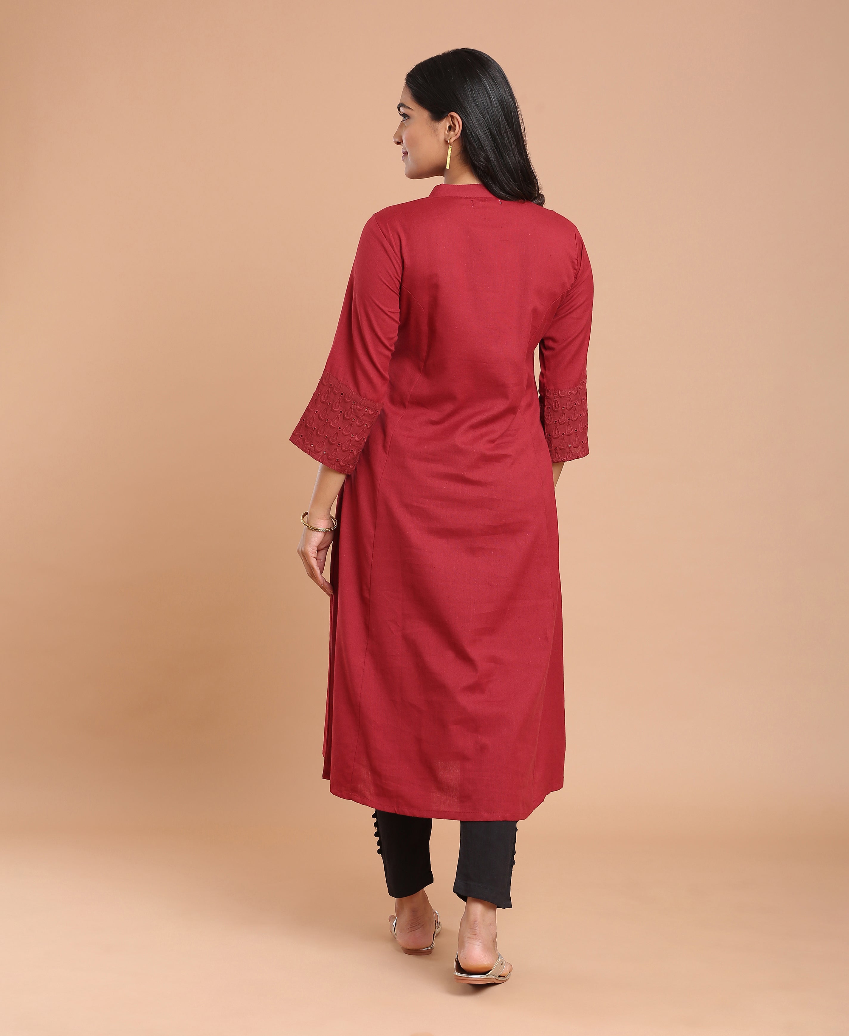 Maroon Hakoba Princess Kurti
