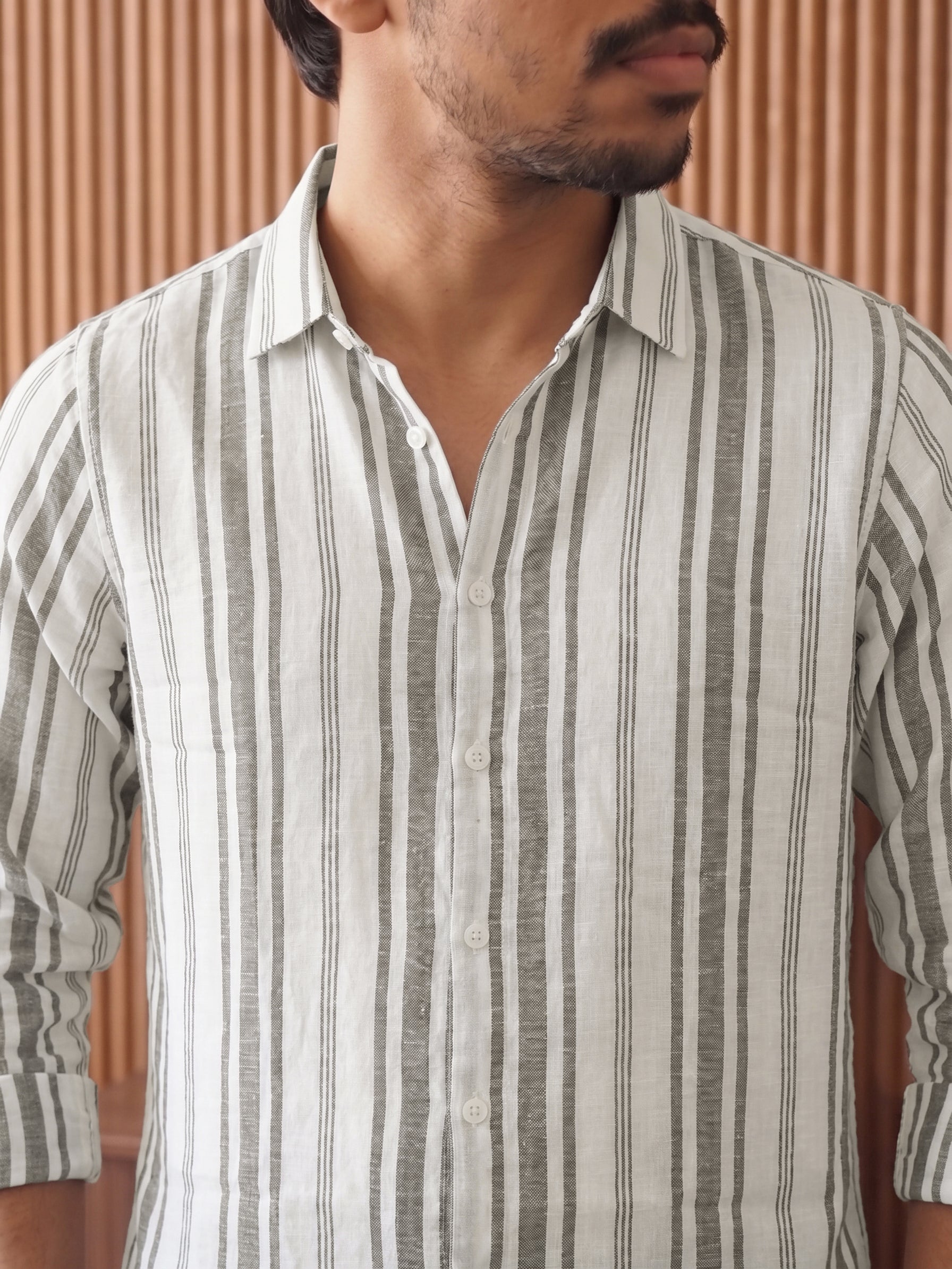 Men's Stripes Mocklino Dobby Midnight Regular Fit Shirt