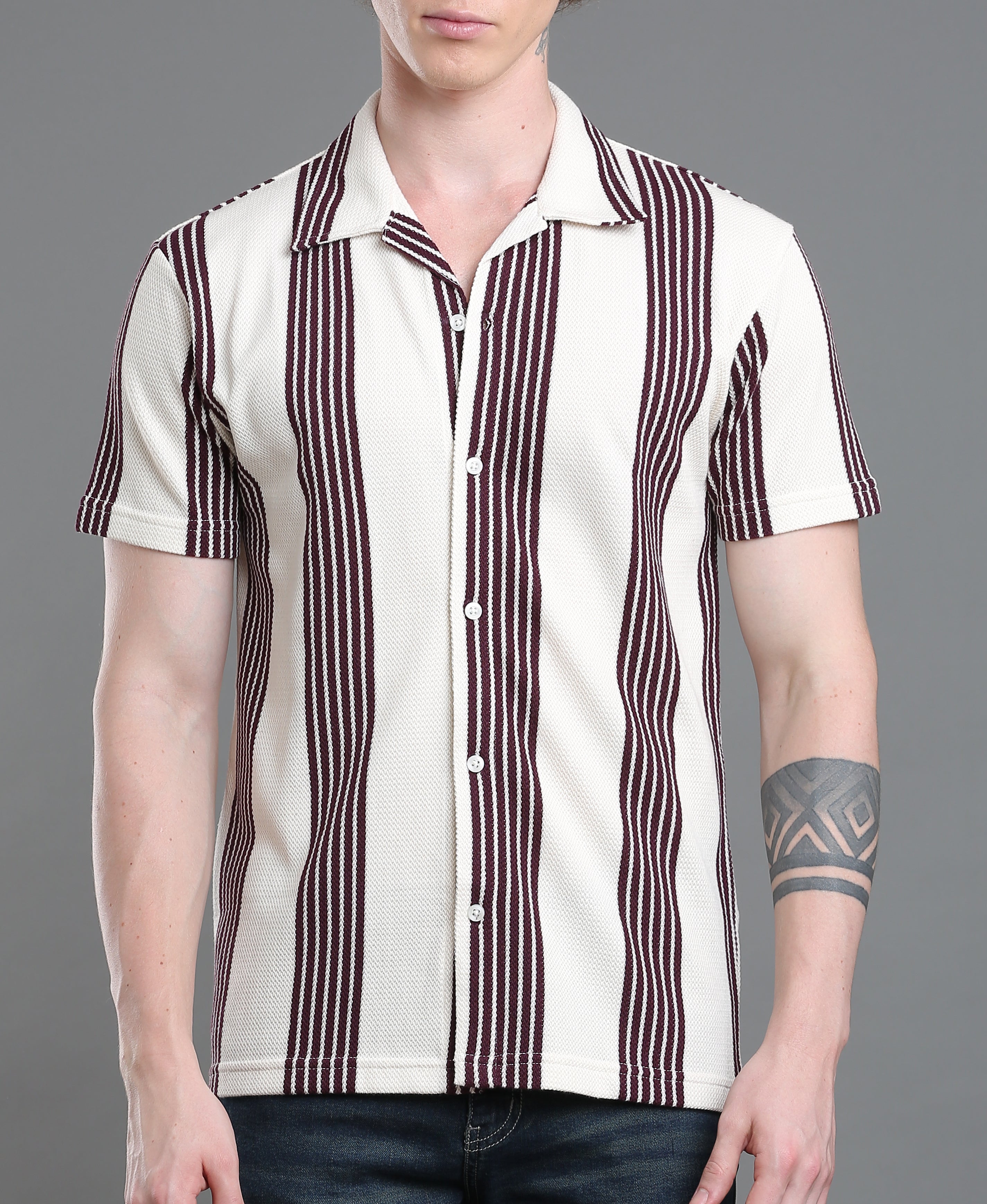 Maroon Stripe Regular Shirt