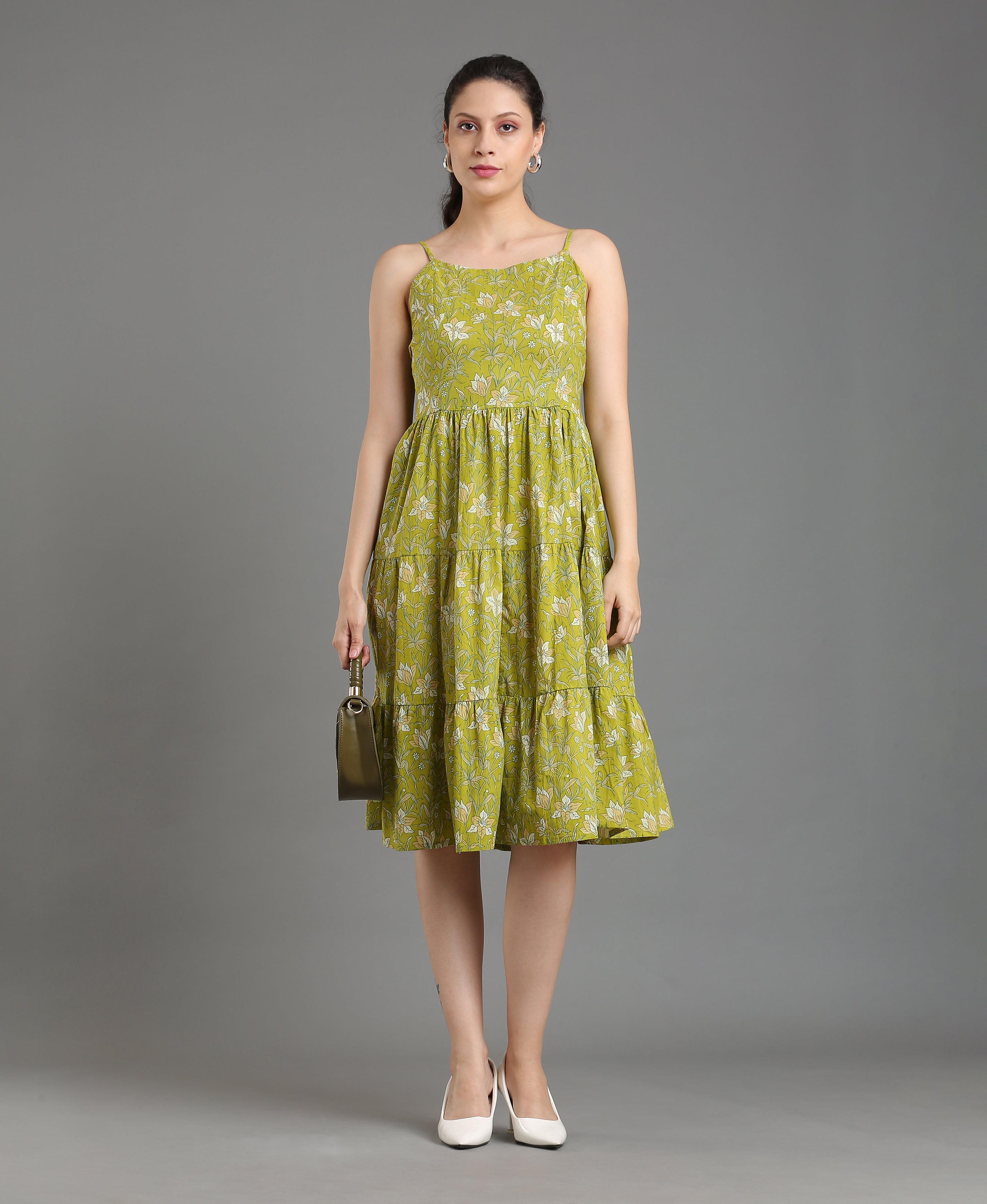 Emerald Cotton Spaghetti Dress