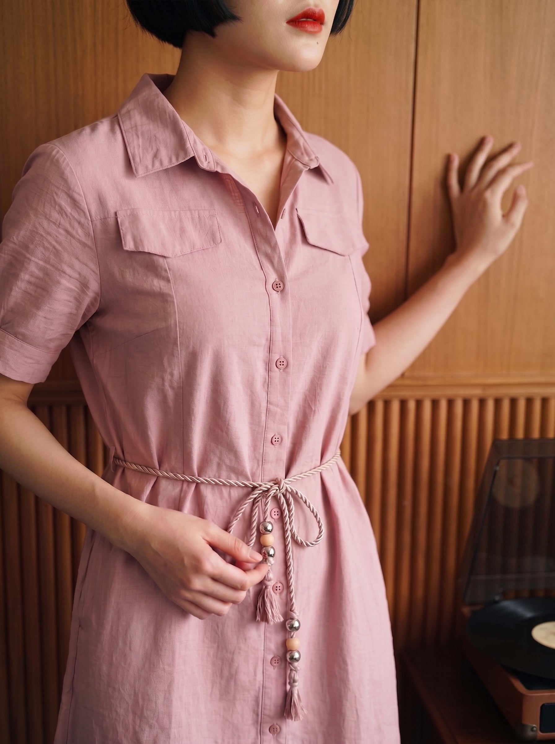 Women's NV Cotton Onion Collar Neck Plain Dresses