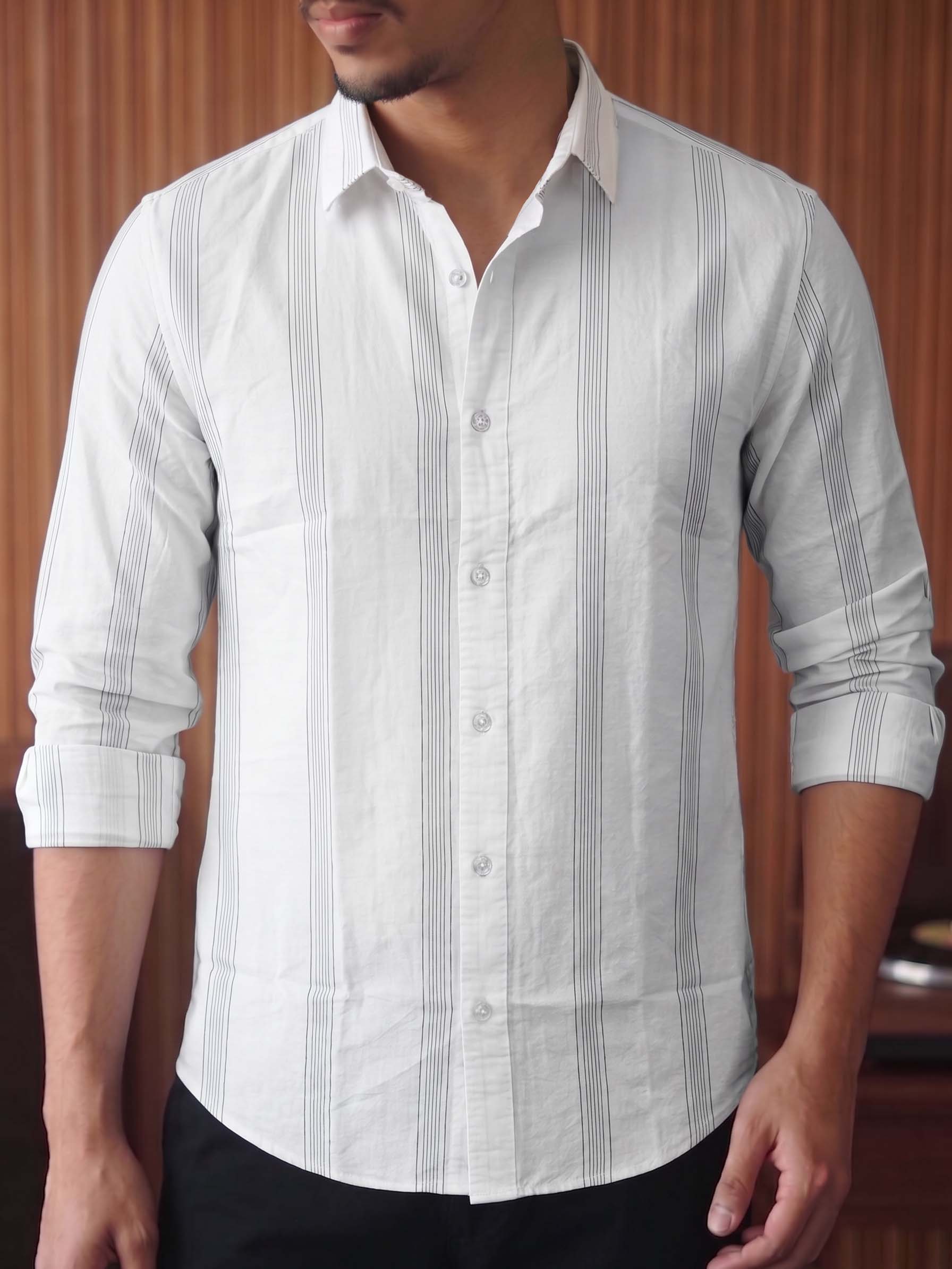 Men's Cotton White Relaxed Fit Shirt