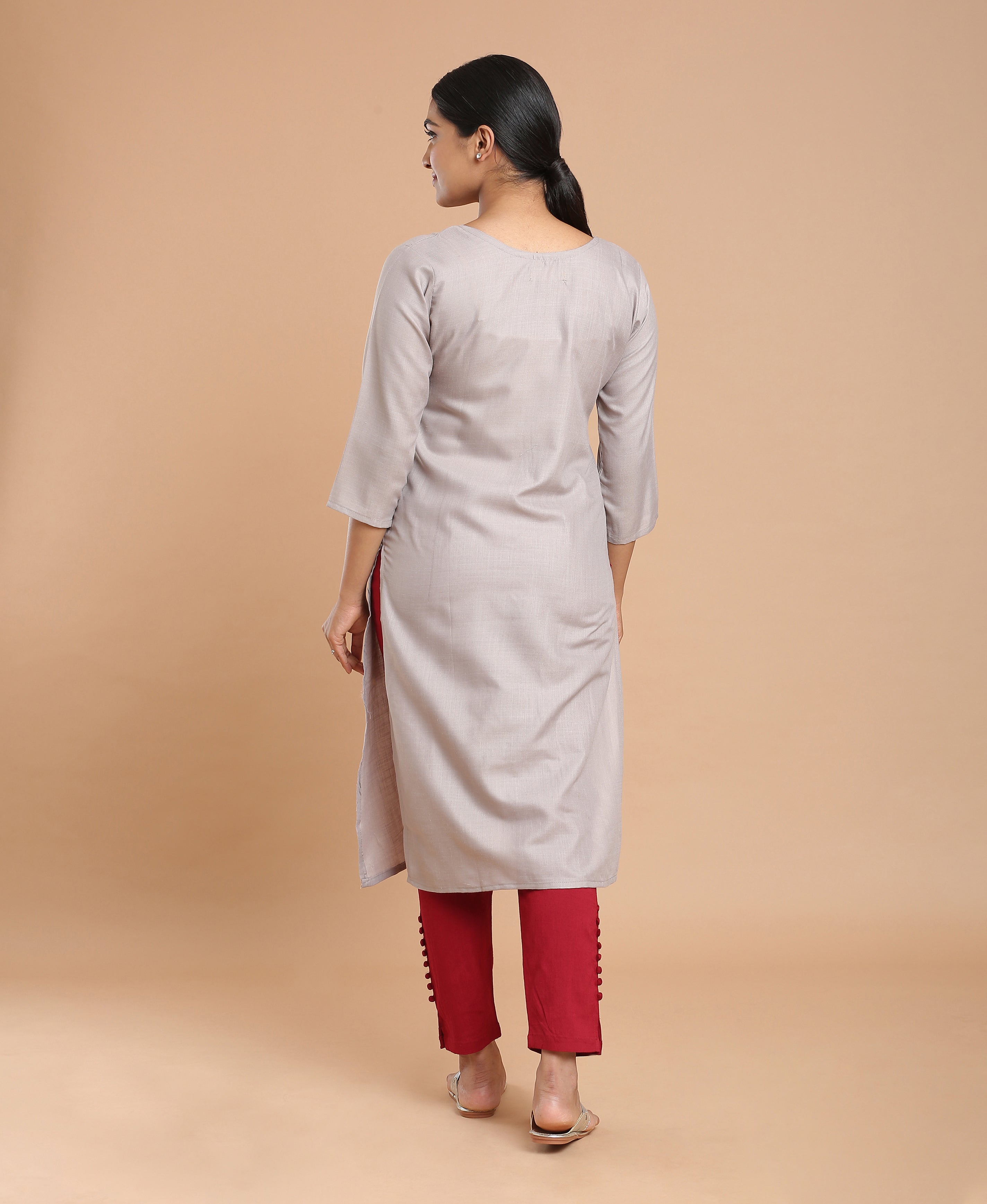 Steel Glow Poly Cotton Kurti