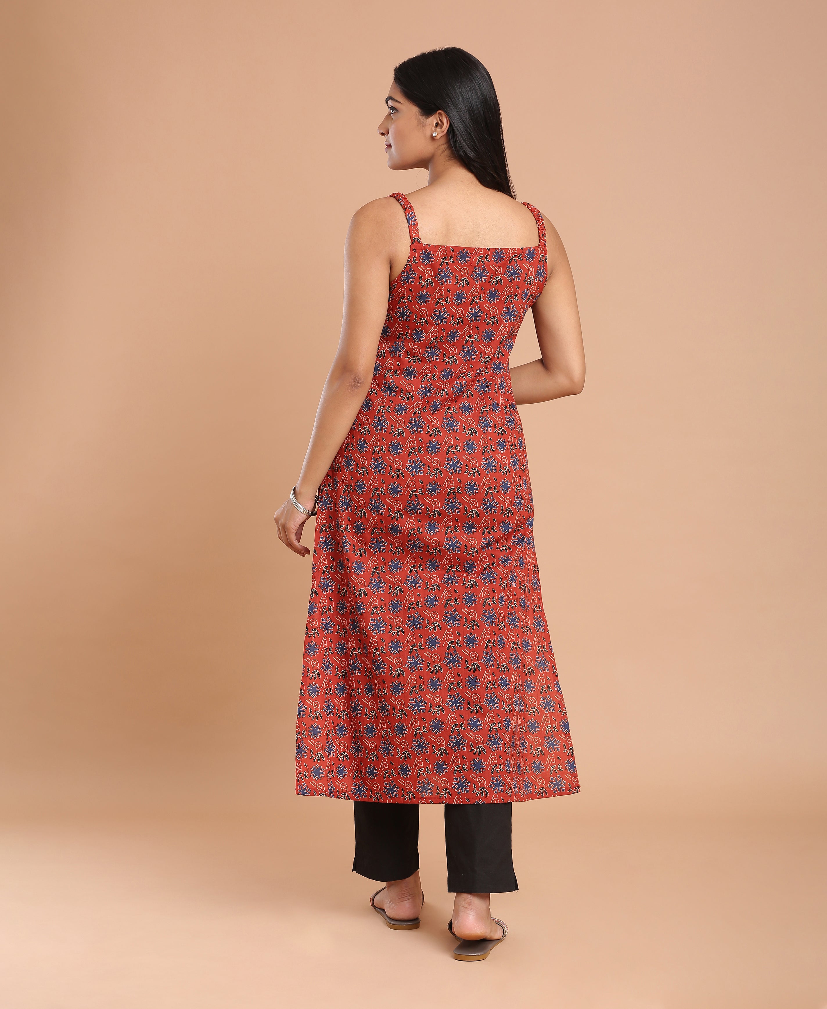 Scarlet Bloom Cotton Kurti