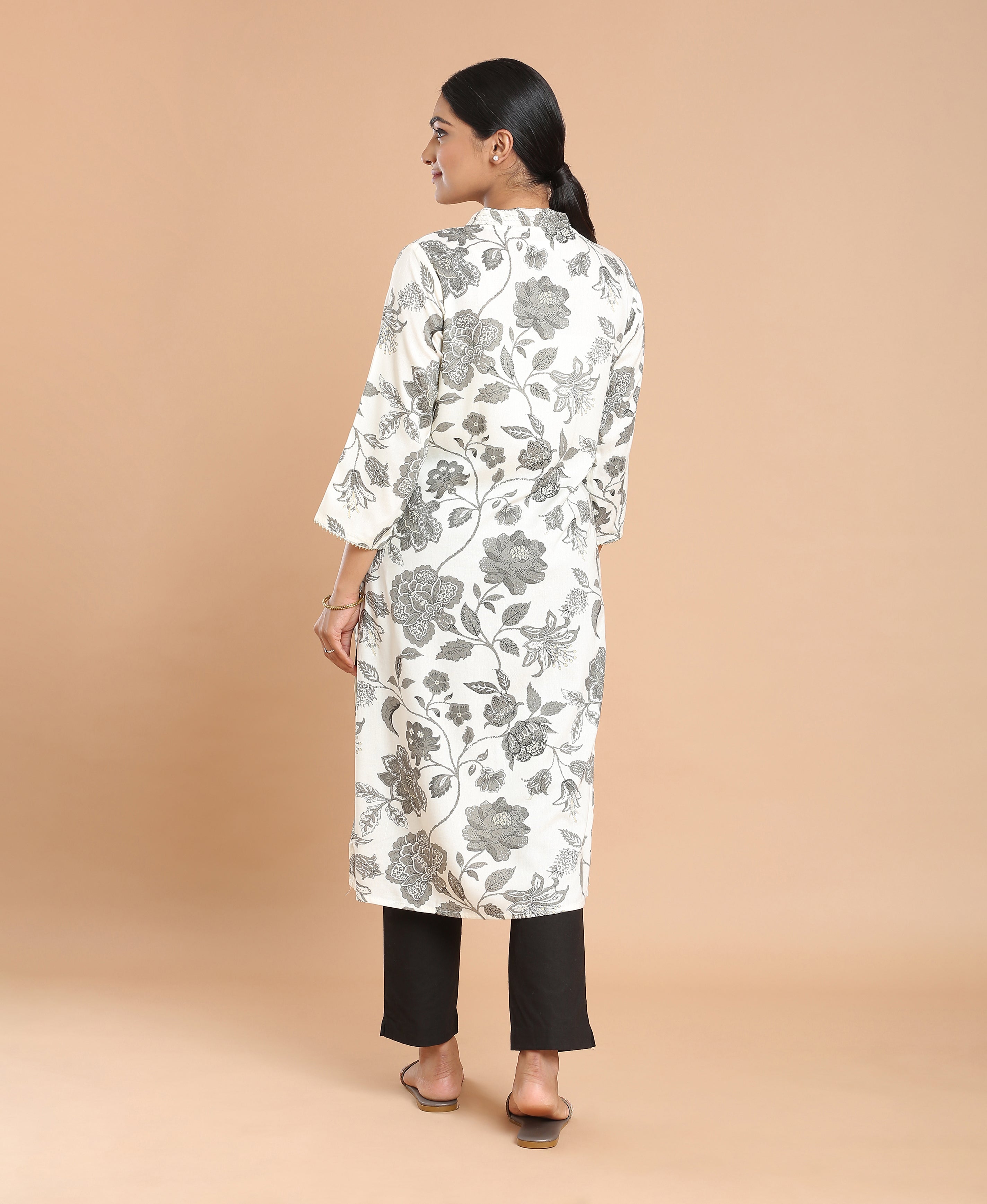 Off-White Embroidered Flare Dress