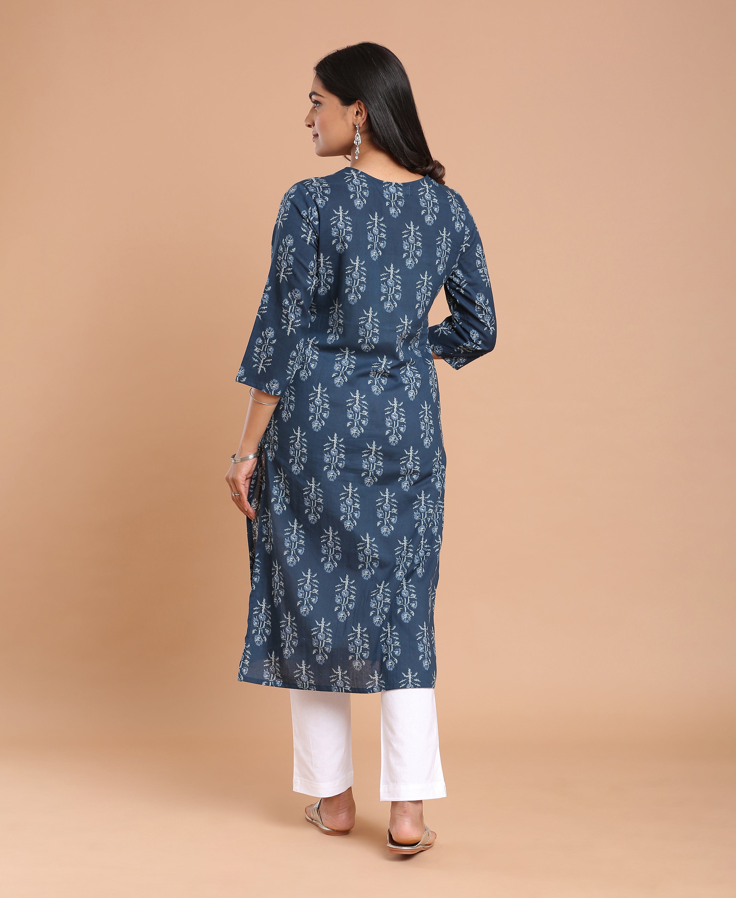 Midnight Bloom Straight Kurti