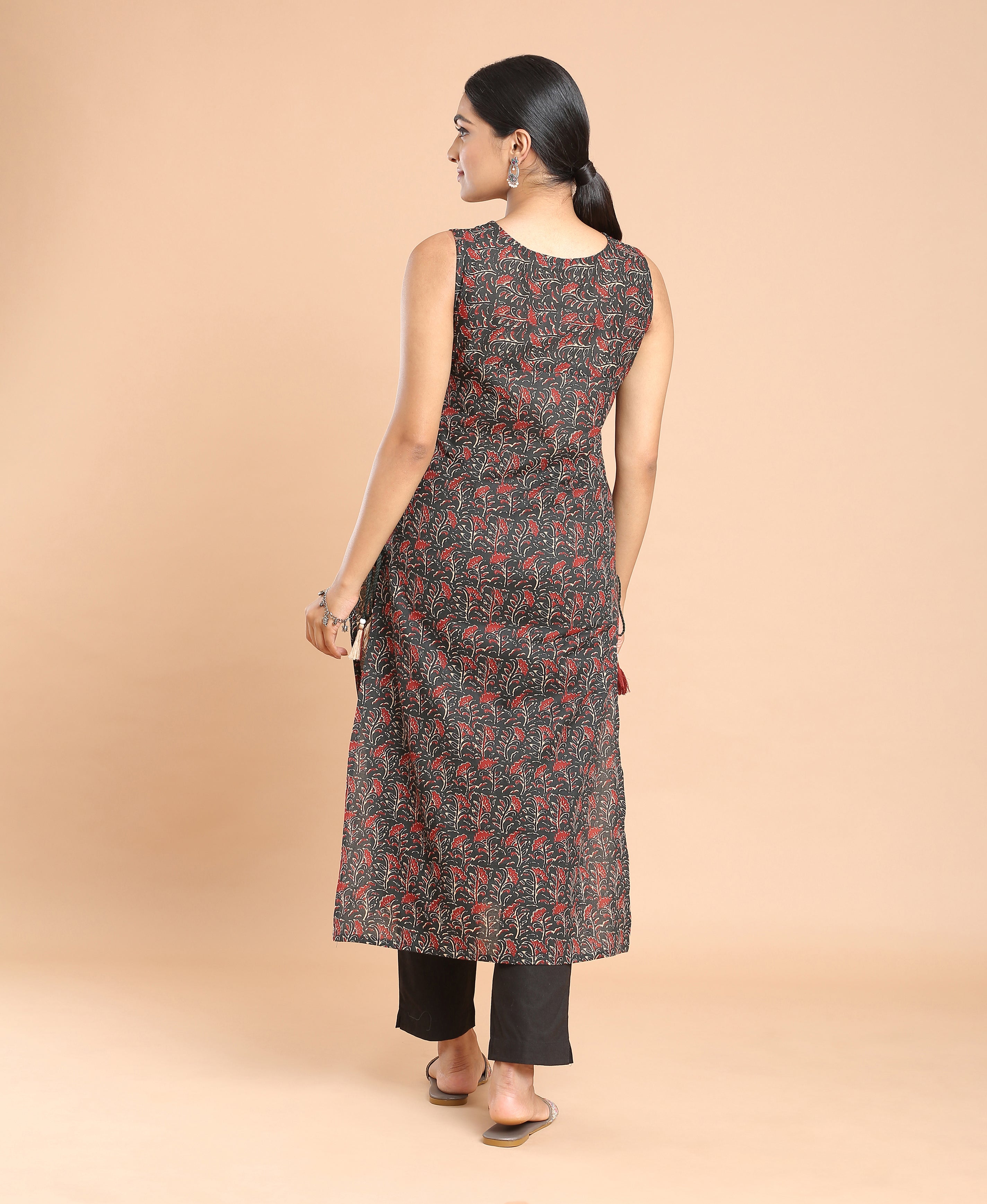 Midnight Bloom Cotton Kurti