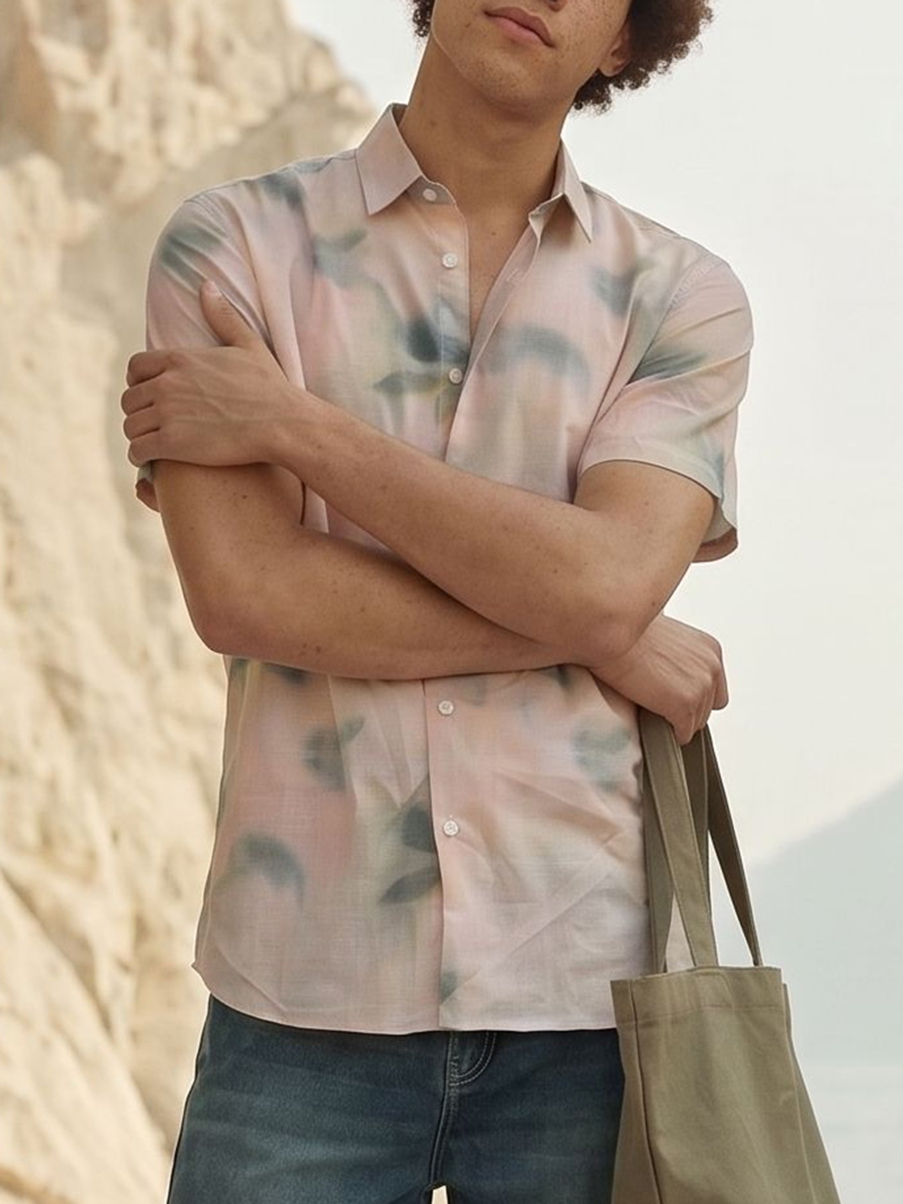 Men's Imported Prints Peach Relaxed Fit Shirt