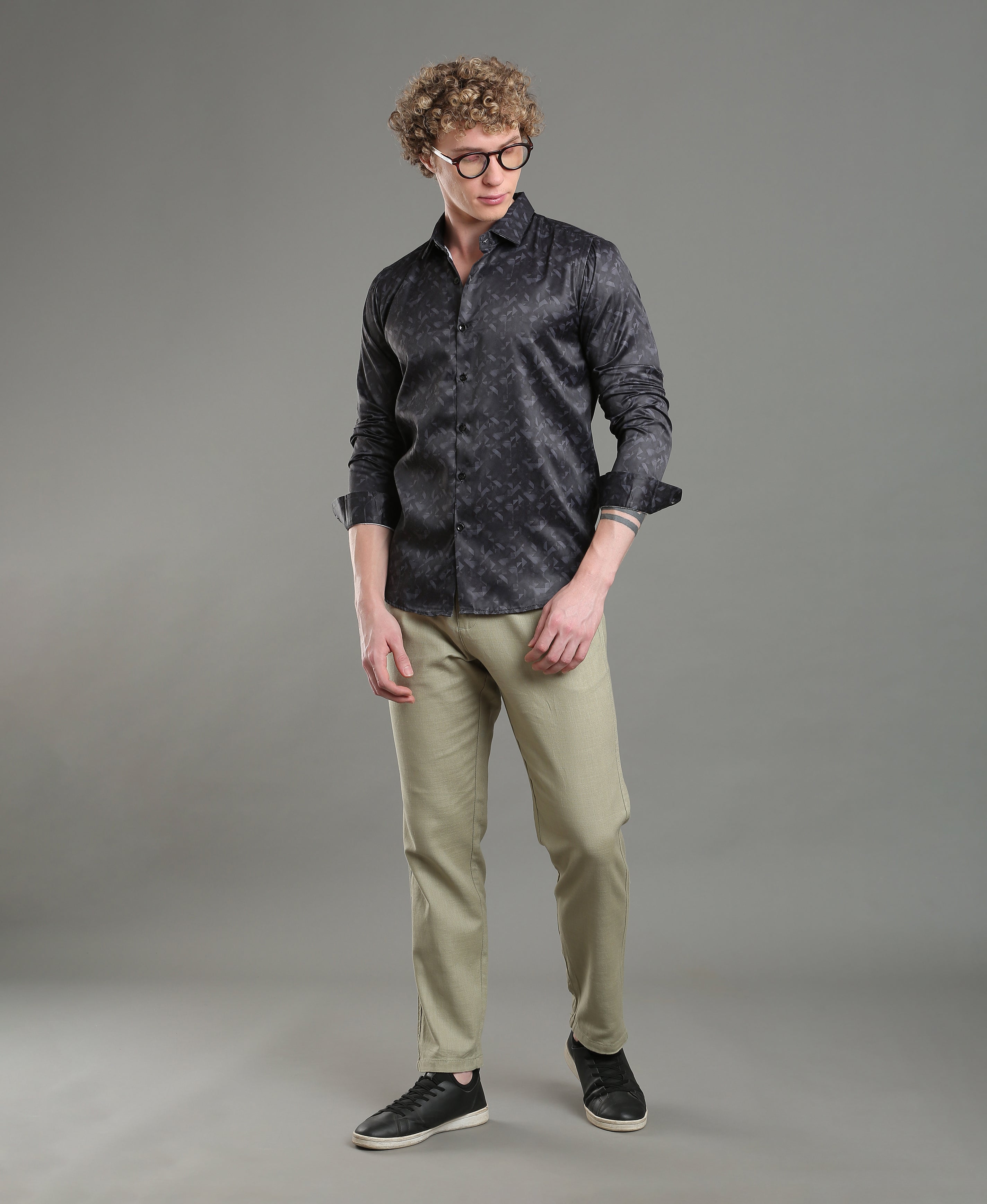 Onyx Satin Print Slim Shirt