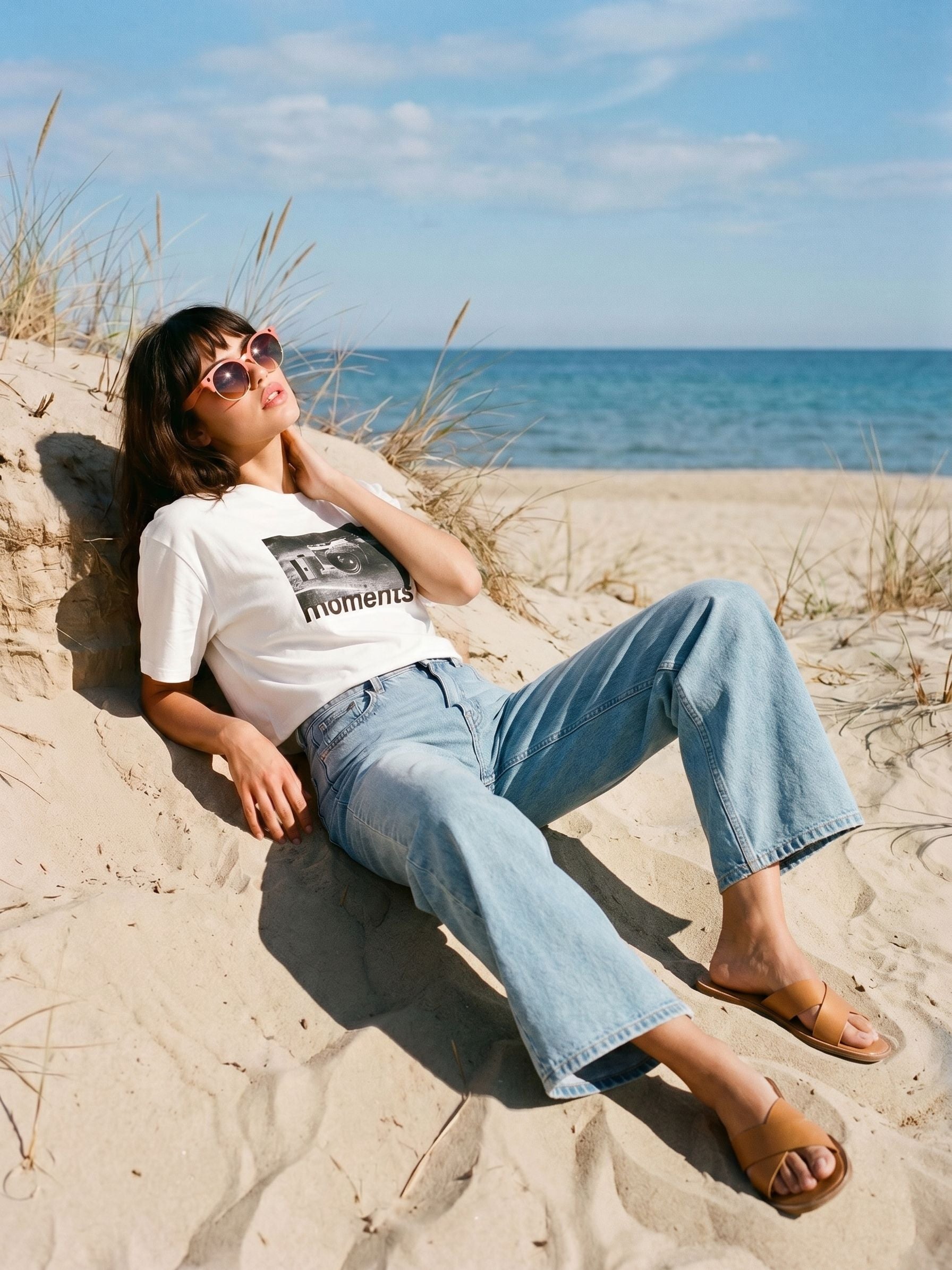 Women's Cotton Off White Oversized Crop T Shirt