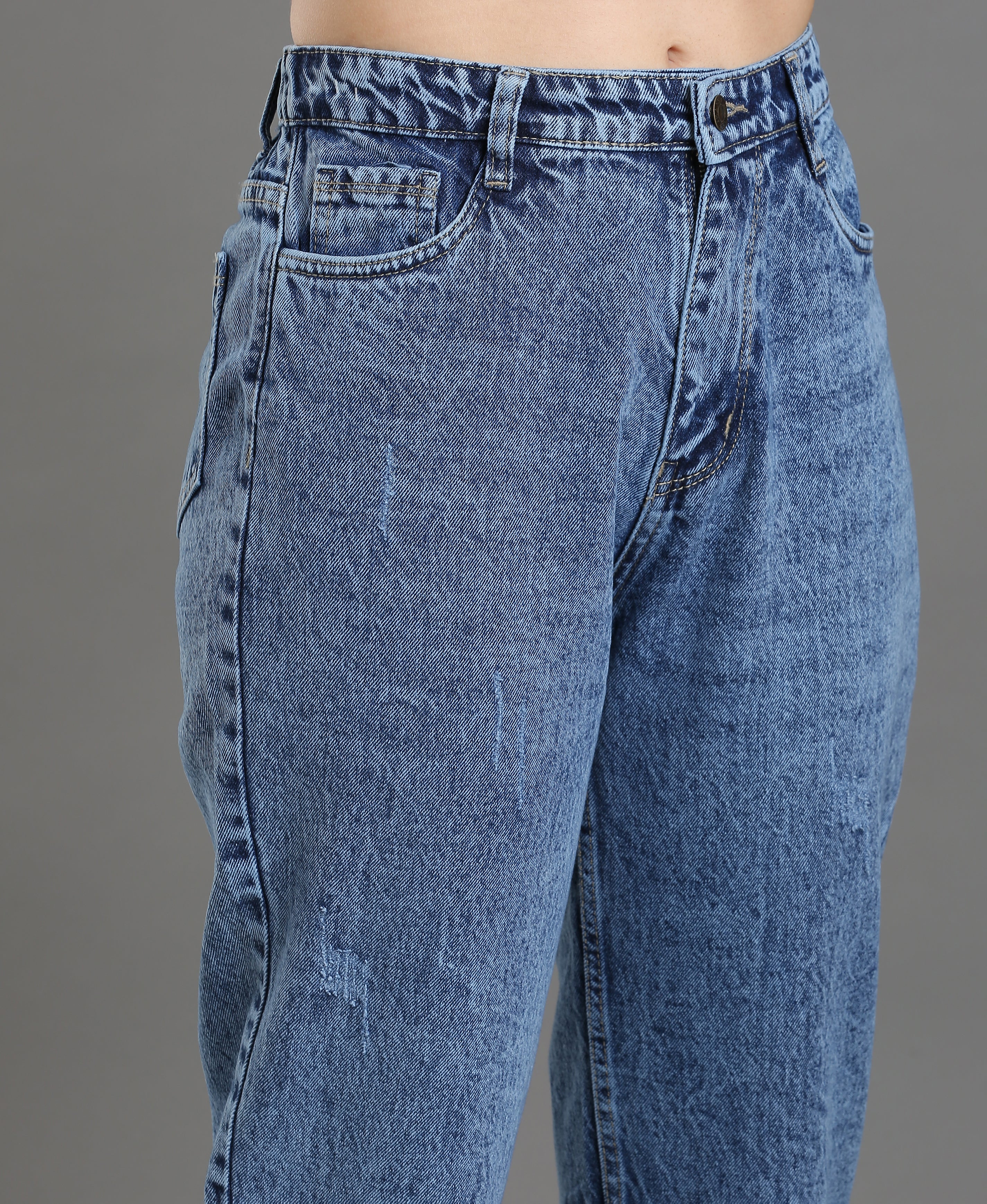 Stonewash Ribbed Denim Jean