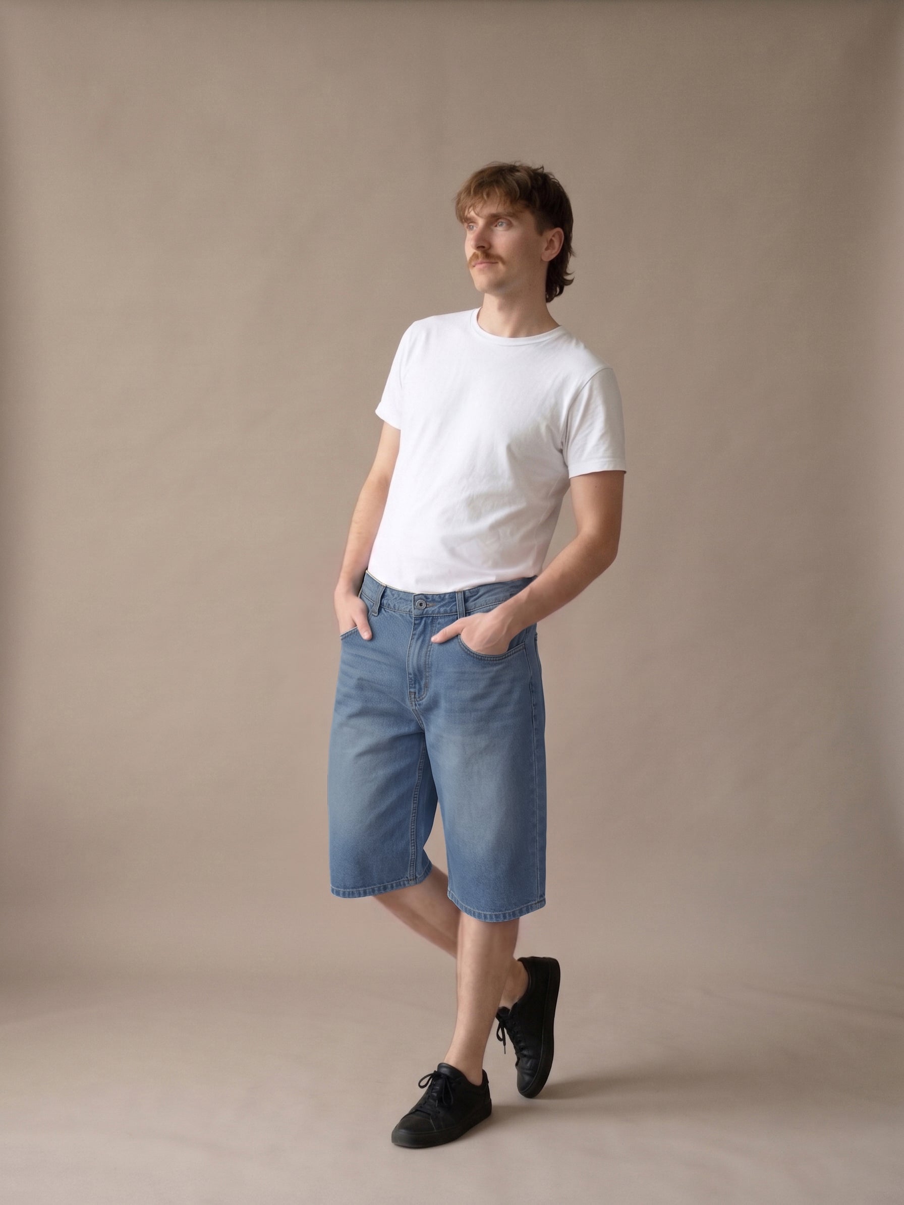 Men's Indigo Denim Ice-Basic Wash Jorts Fit Jorts