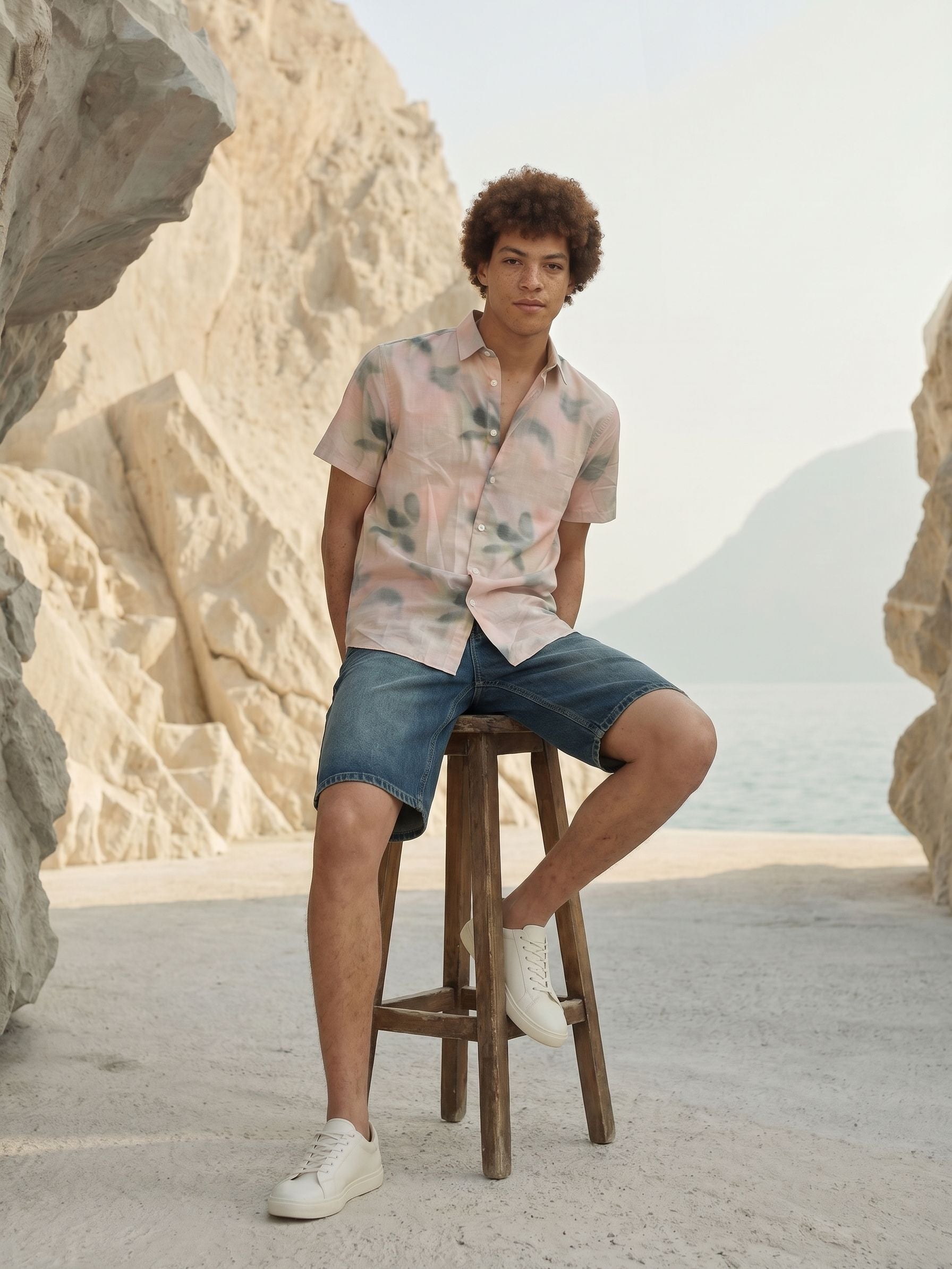 Men's Imported Prints Peach Relaxed Fit Shirt