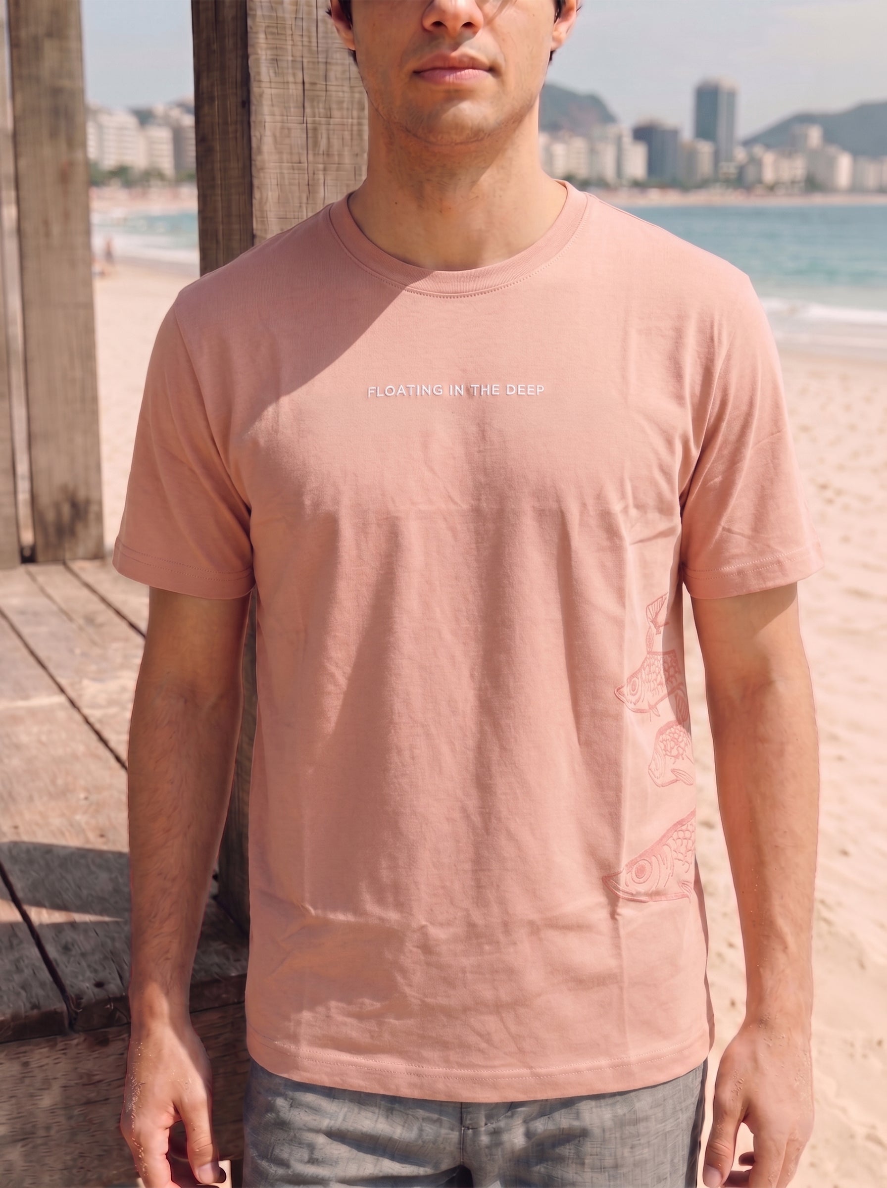 Men's Cotton Peach Relaxed Fit Puff Printed T Shirt